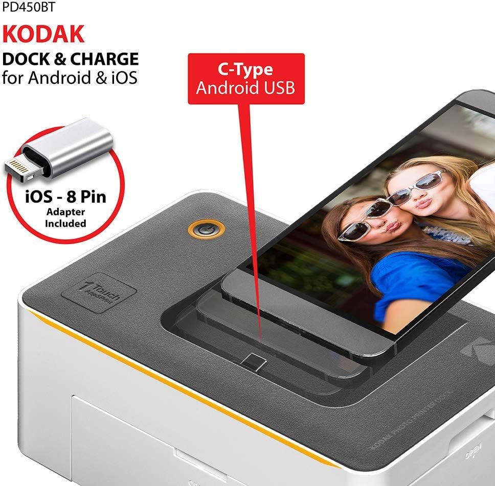 image:imageKODAK Dock Premium 4x6 Portable Instant Photo Printer 2022 Edition Bundled with 120 Sheets Full Color Photos 4Pass amp Lamination Process Compatible with iOS Android and Bluetooth DevicesBluetooth Edition 130 Sheets