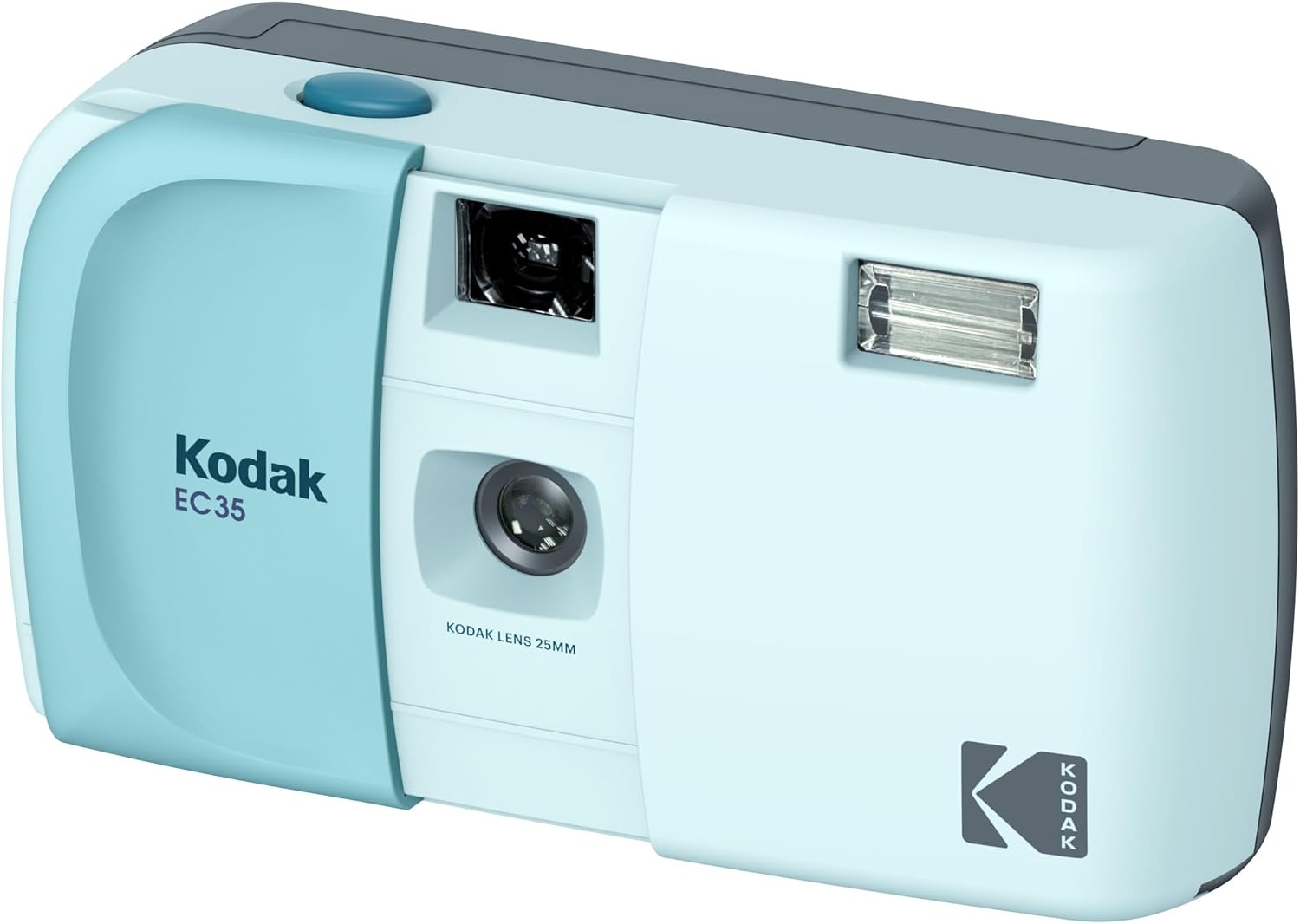 image:imageKODAK EC35 35mm Film Camera 35mm Reusable FocusFree Builtin Flash Slide Cover Beginner Friendly Film amp AA Battery are not Included Single Avocado GreenPowder Blue