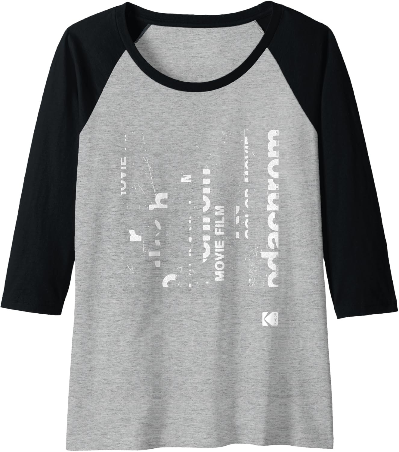 image:imageKODAK Kodachrome Art White Raglan Baseball TeeBlackAthletic Heather