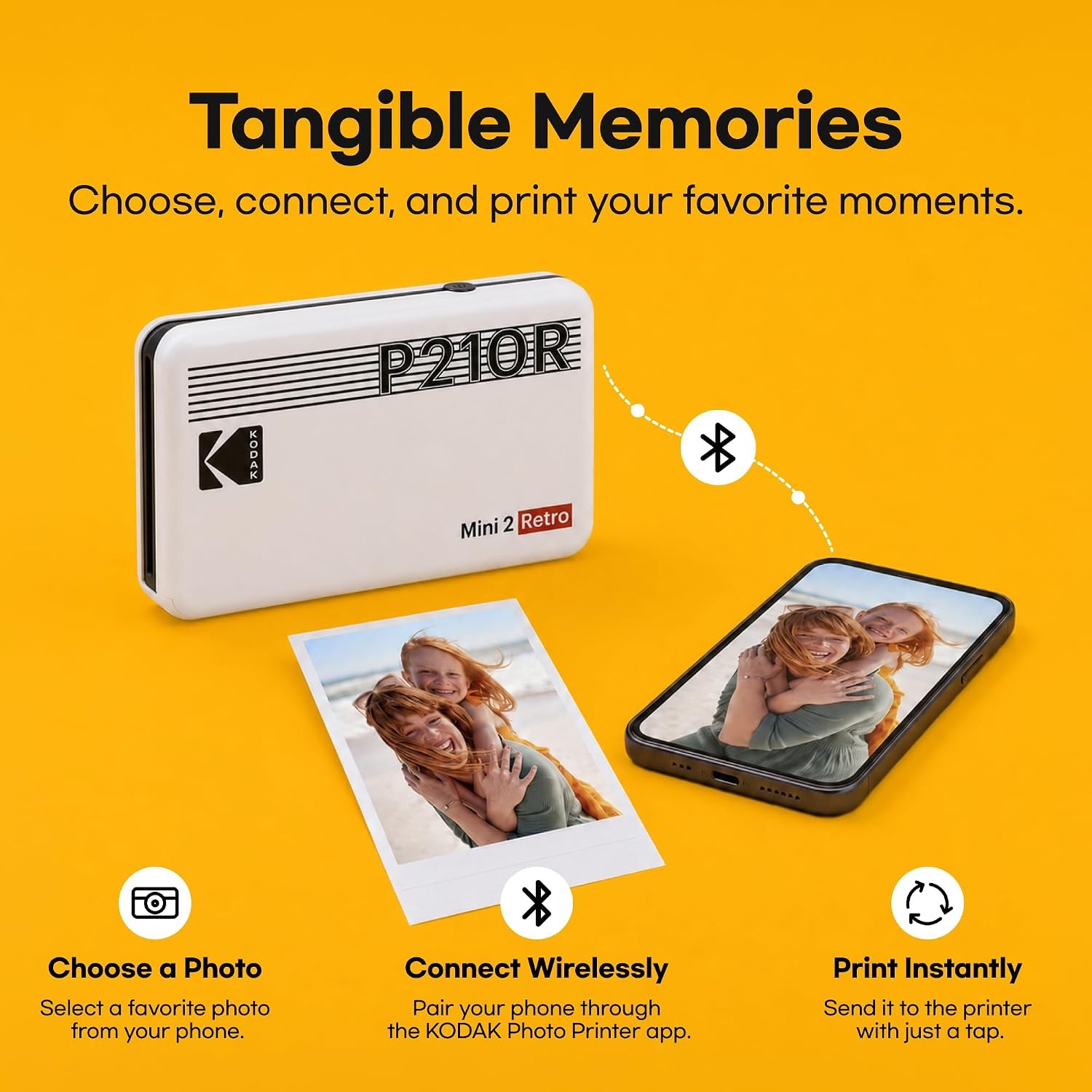 image:imageKODAK Mini 2 Retro 2x3 Portable Photo Printer 4PASS 38 Sheets WhiteBlack