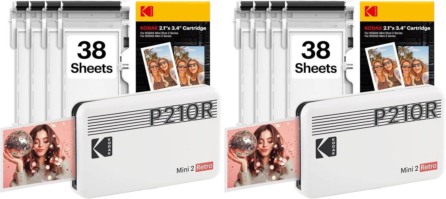 image:imageKODAK Mini 2 Retro 2x3 Portable Photo Printer 4PASS 38 Sheets WhiteWhite