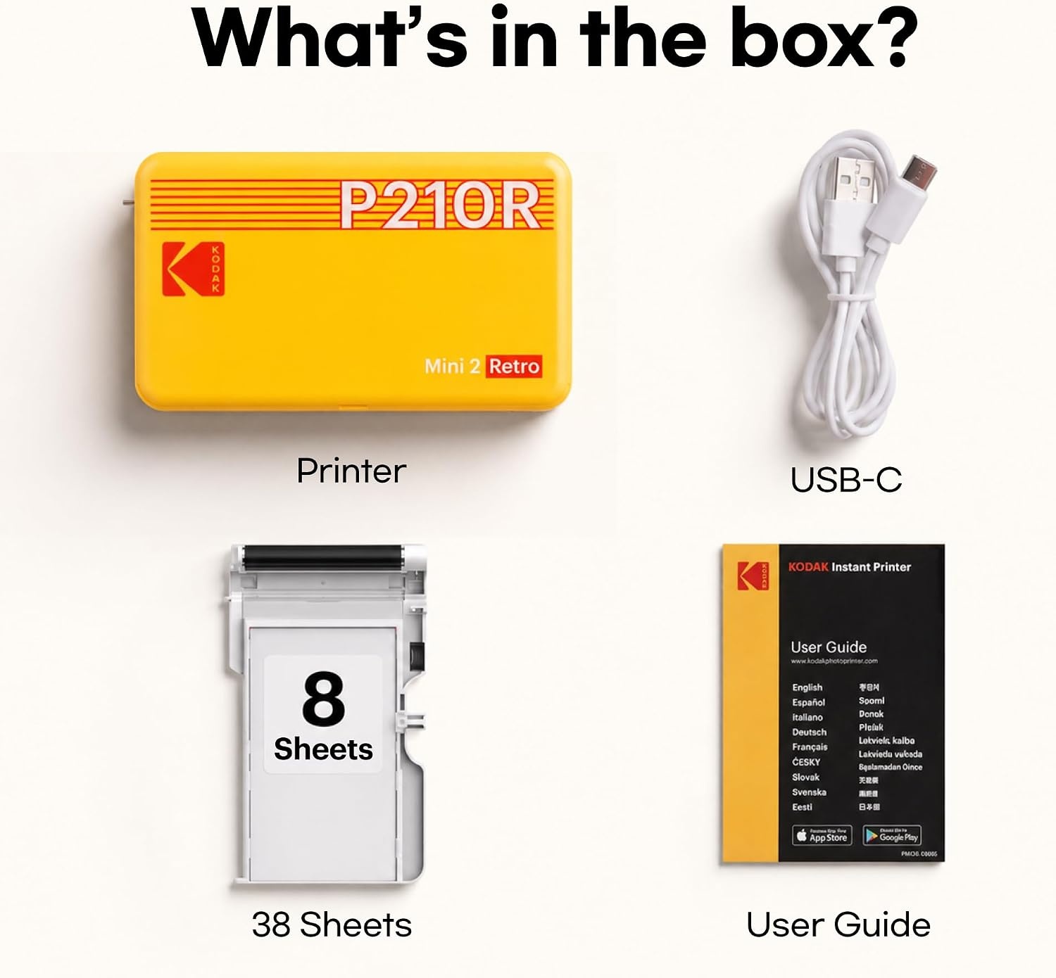 image:imageKODAK Mini 2 Retro 2x3 Portable Photo Printer 4PASS 38 Sheets WhiteWhite