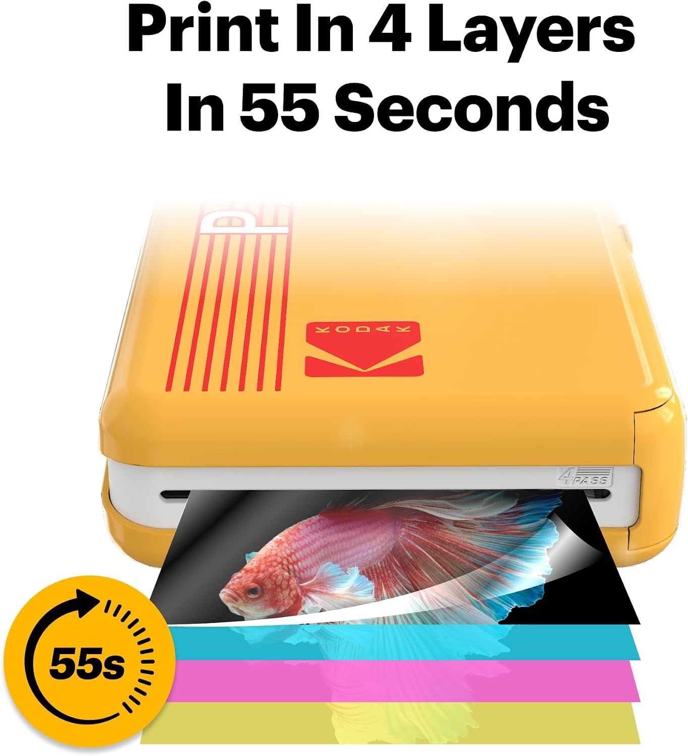 image:imageKODAK Mini 2 Retro 2x3 Portable Photo Printer 4PASS 38 Sheets WhiteYellow