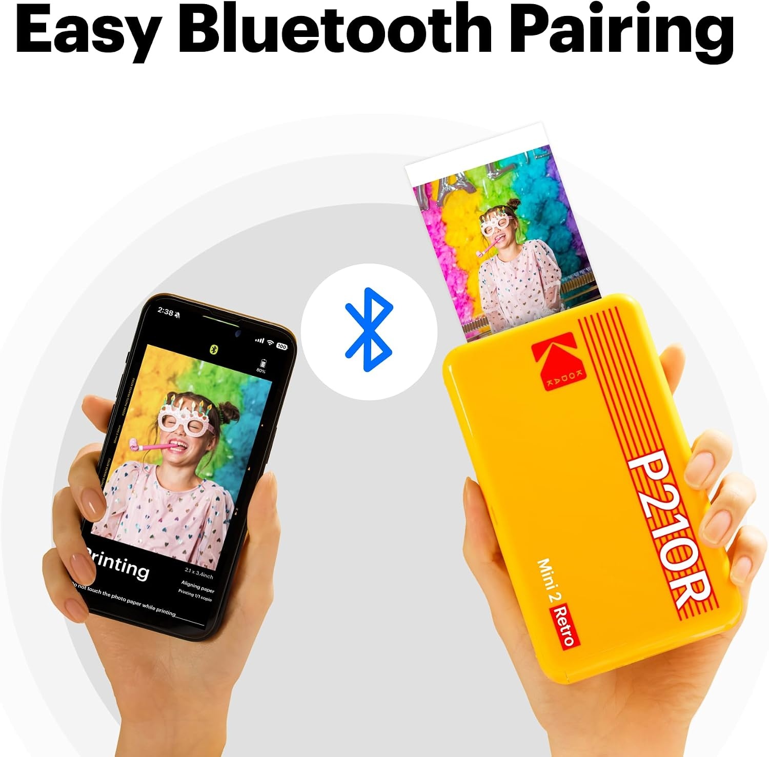image:imageKODAK Mini 2 Retro 2x3 Portable Photo Printer 4PASS 38 Sheets WhiteYellow