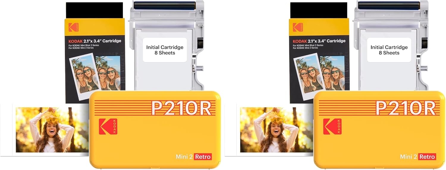 image:imageKODAK Mini 2 Retro 2x3 Portable Photo Printer 4PASS 38 Sheets WhiteYellow