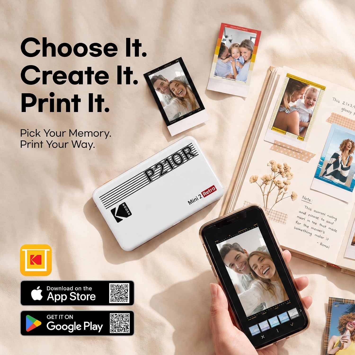image:imageKODAK Mini 2 Retro 2x3 Portable Photo Printer 4PASS 38 Sheets WhiteYellow