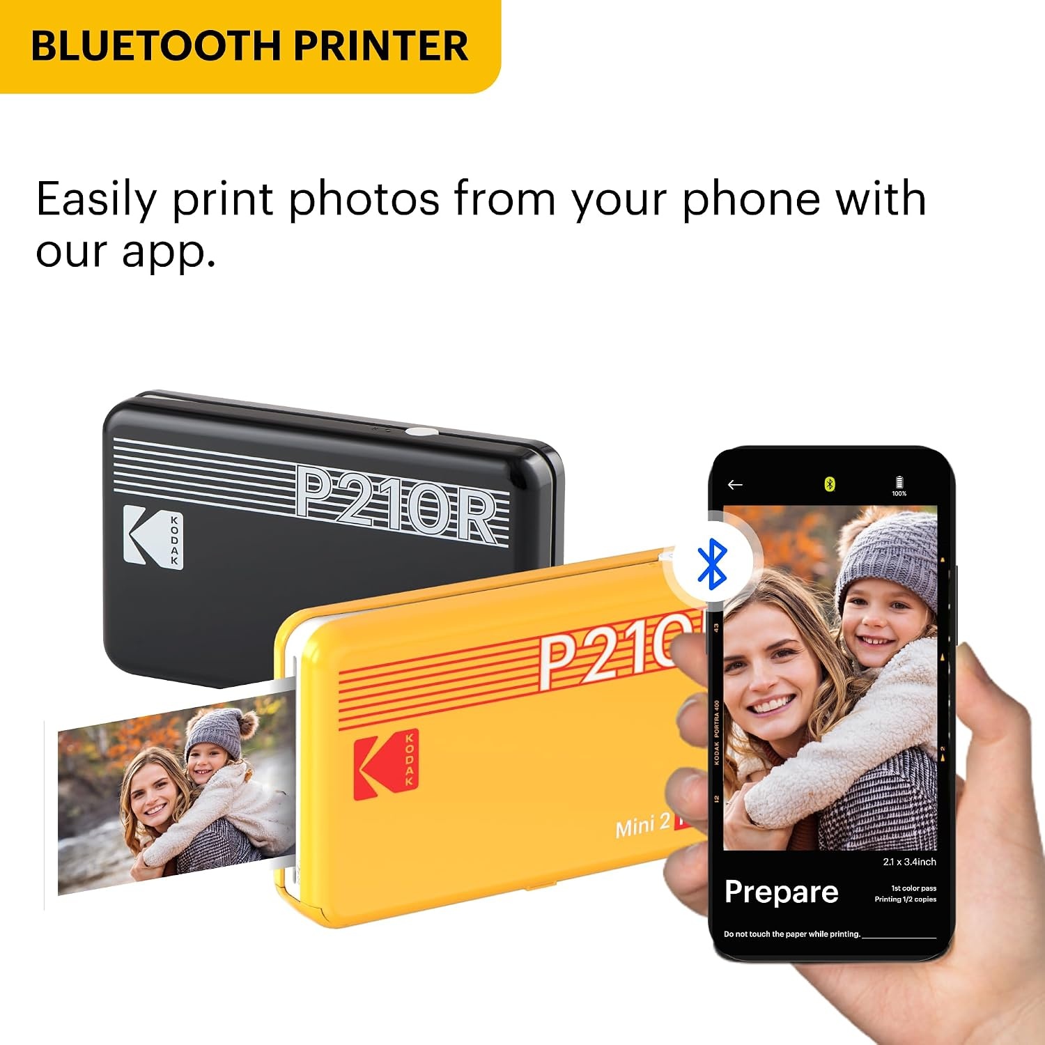 image:imageKODAK Mini 2 Retro 2x3 Portable Photo Printer 4PASS 38 Sheets WhiteYellow