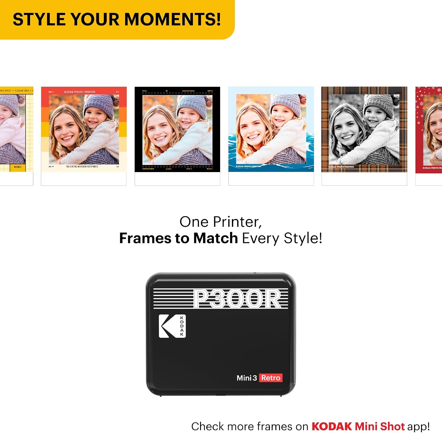 image:imageKODAK Mini 3 Retro 3x3 Portable Photo Printer 4PASS 38 Sheets WhiteWhite