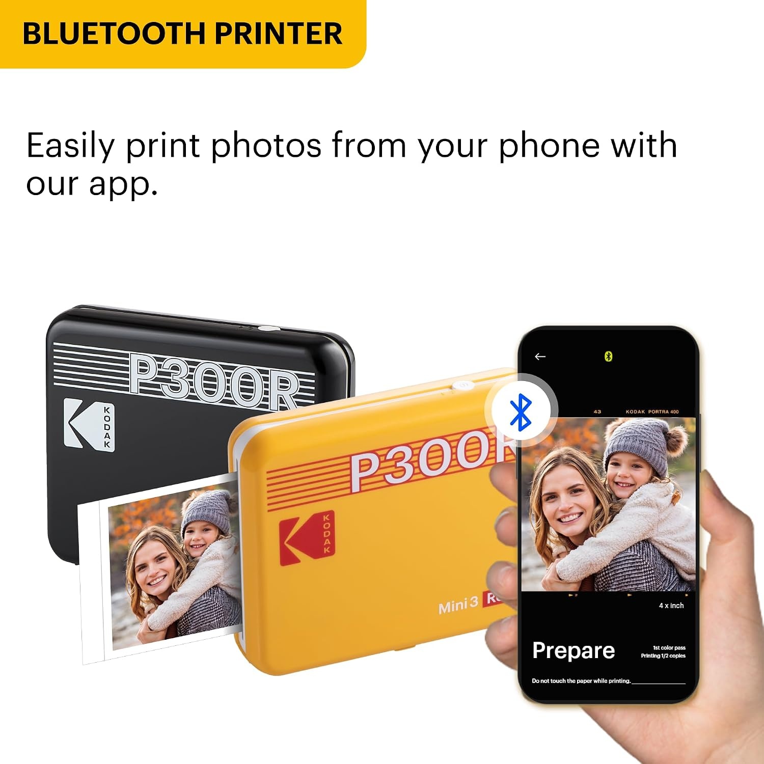 image:imageKODAK Mini 3 Retro 3x3 Portable Photo Printer 4PASS 38 Sheets WhiteWhite