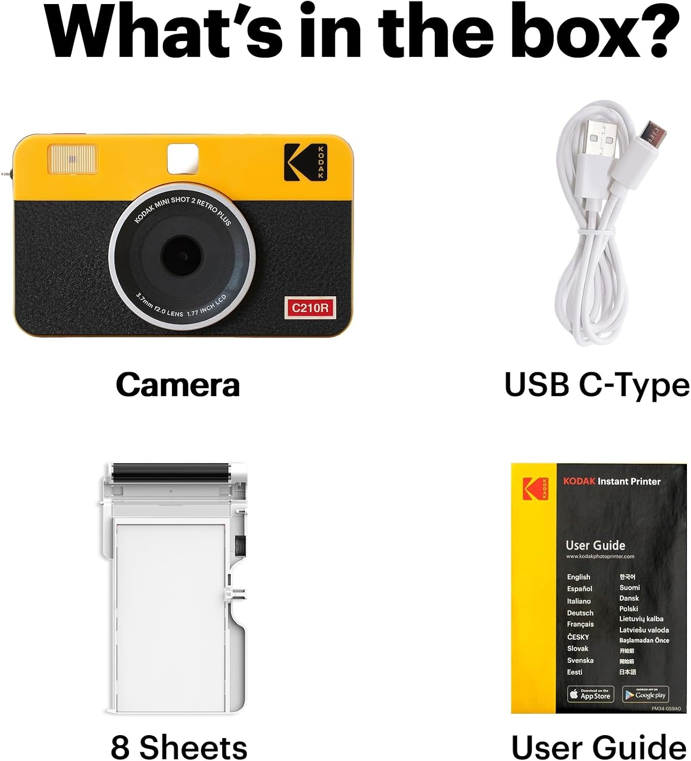 image:imageKODAK Mini Shot 2 Retro 2x3 Instant Camera Photo Printer 38 Sheet YellowYellow