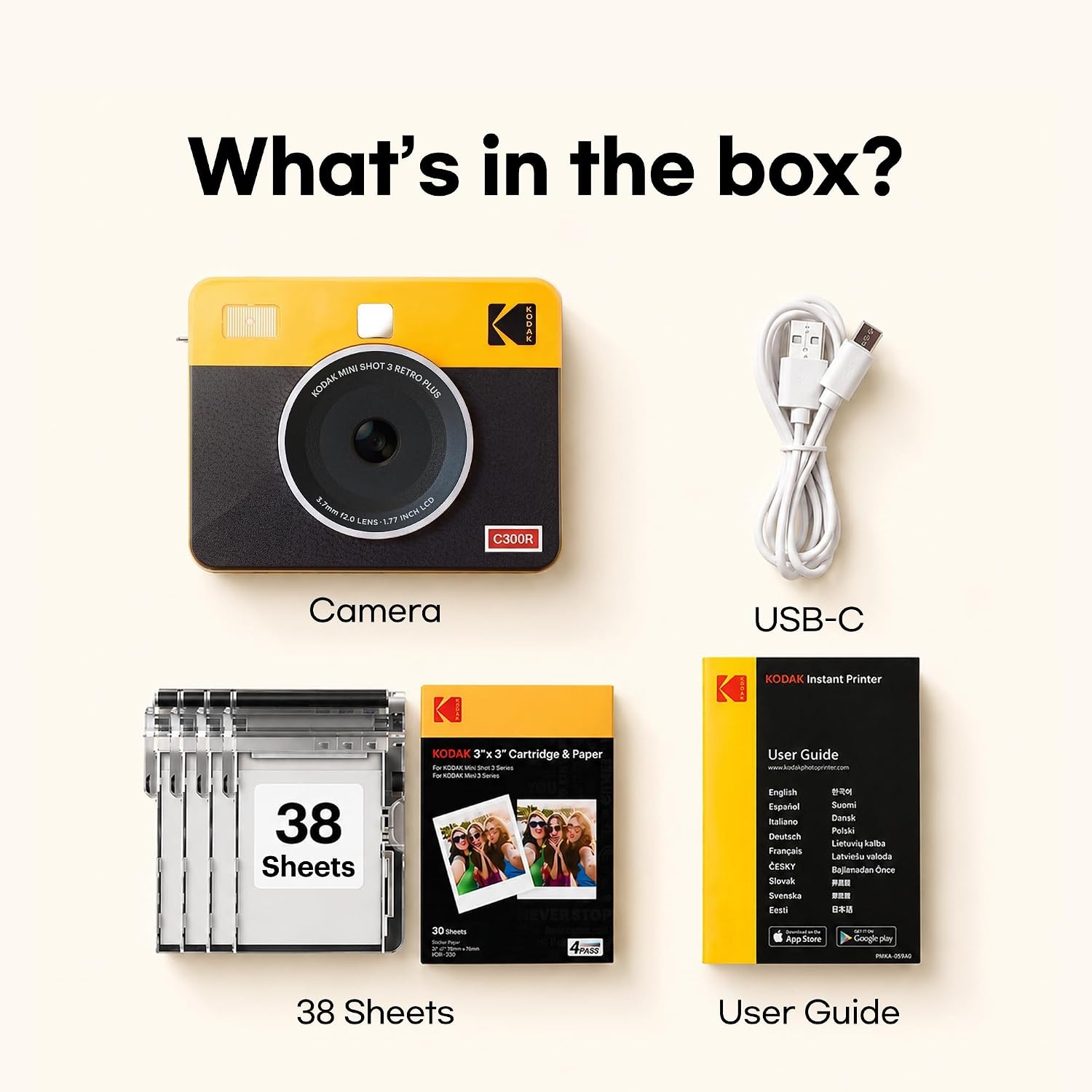 image:imageKODAK Mini Shot 3 Retro 3x3 Instant Camera Photo Printer 8 Sheets YellowYellow