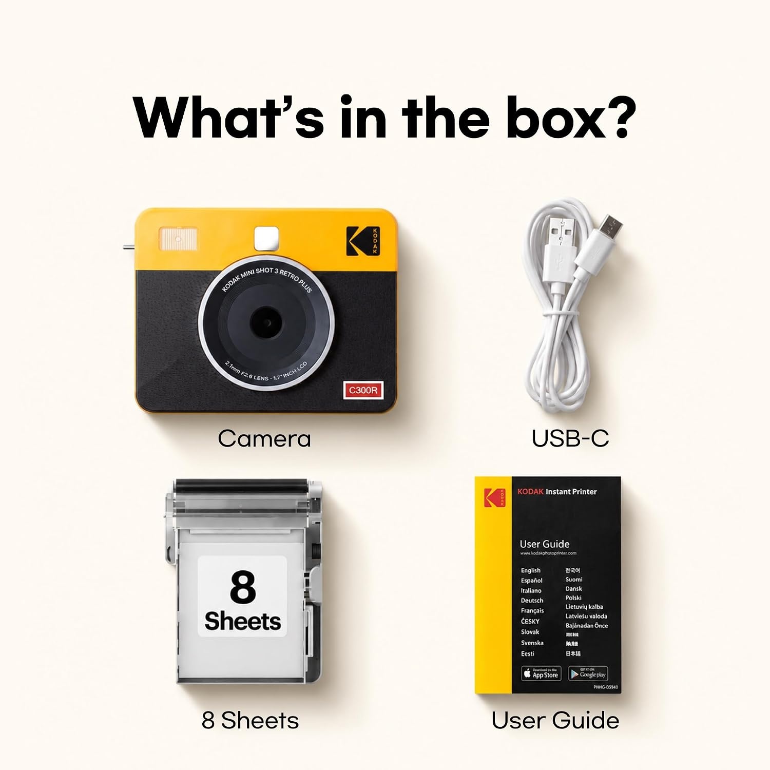 image:imageKODAK Mini Shot 3 Retro 3x3 Instant Camera Photo Printer 8 Sheets YellowYellow
