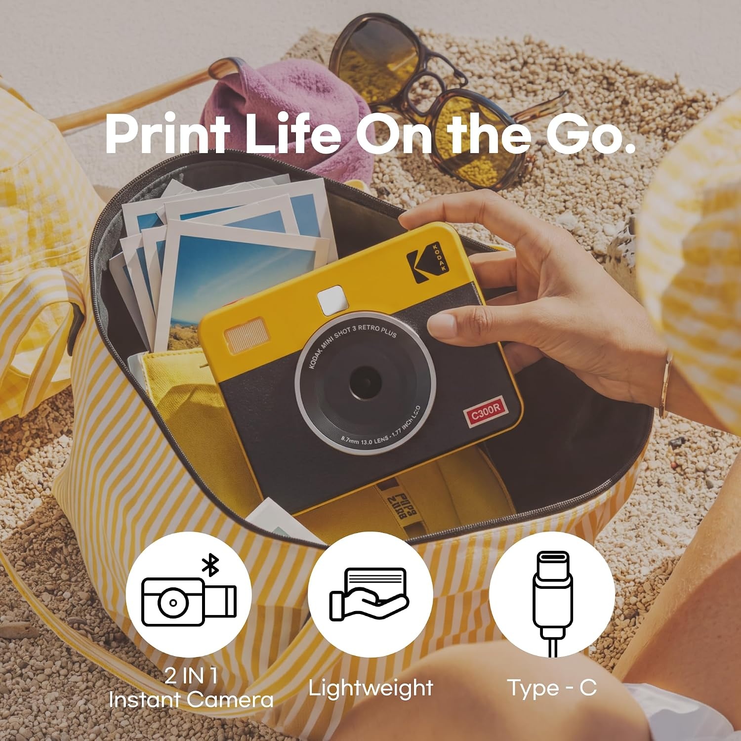 image:imageKODAK Mini Shot 3 Retro 3x3 Instant Camera Photo Printer 8 Sheets YellowYellow