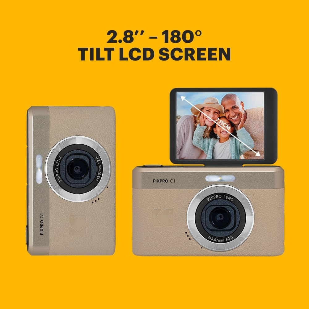 image:imageKODAK PIXPRO C1 13MP Compact Digital Camera 26mm Fixed Lens BlackTan