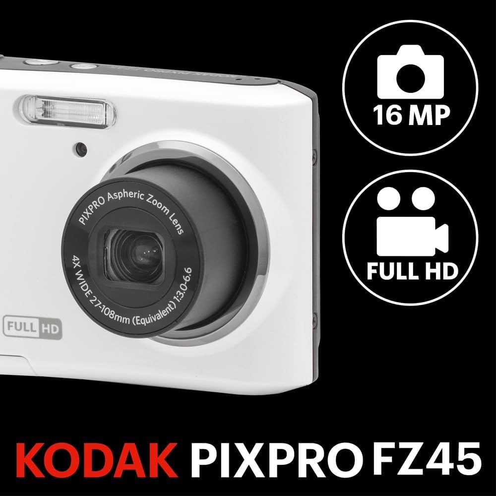 image:imageKODAK PIXPRO FZ45 16MP Compact Digital Camera 4X Optical Zoom AA RedWhite