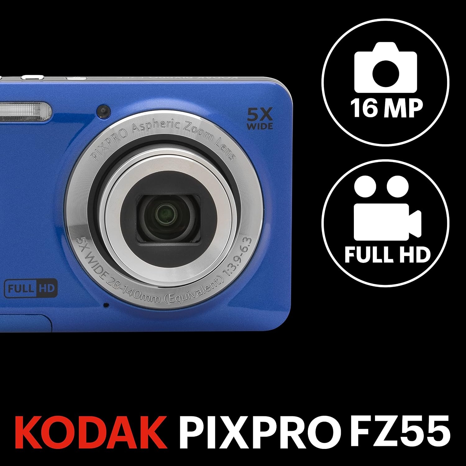 image:imageKODAK PIXPRO FZ55 16MP Compact Digital Camera 5X Optical Zoom BlueBlue