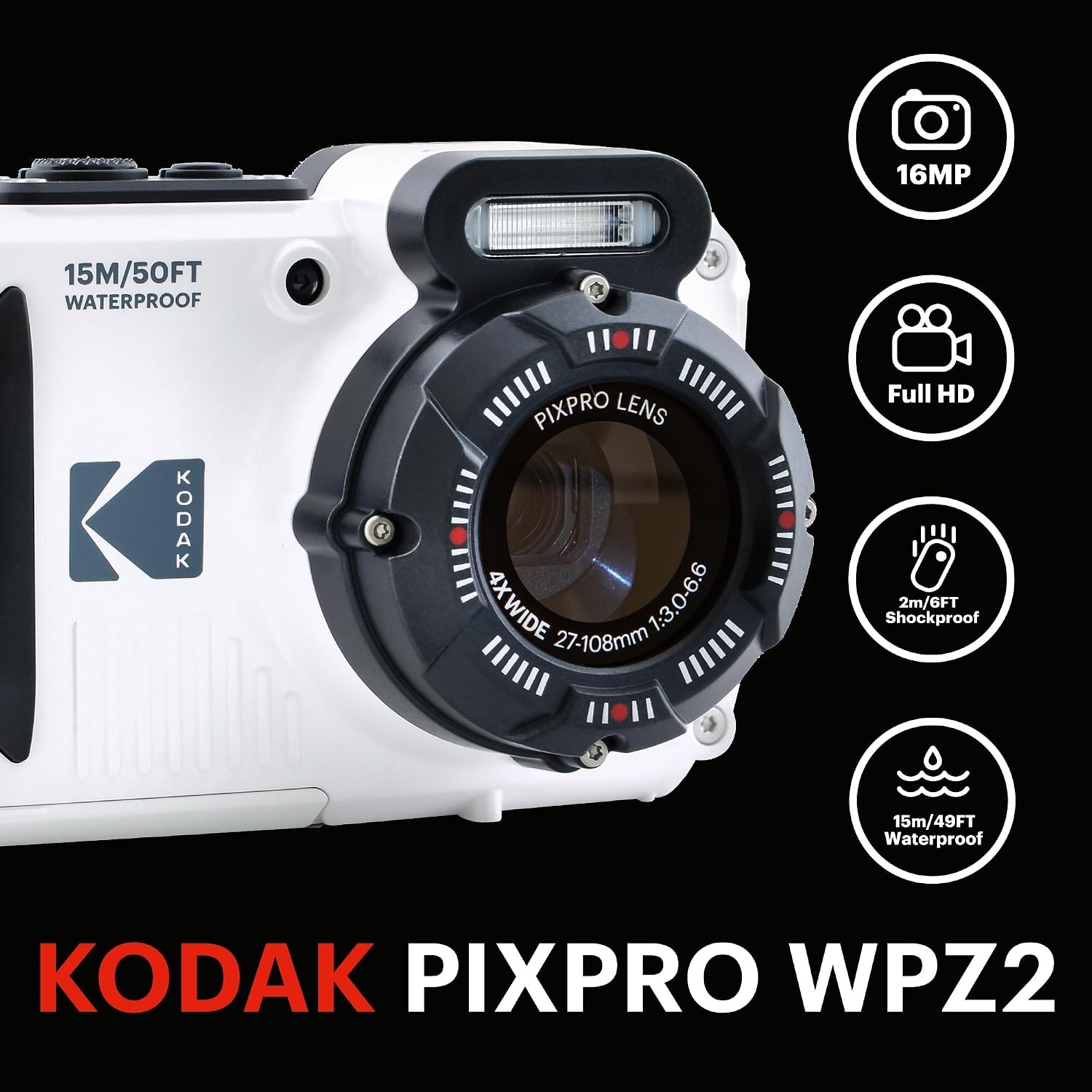 image:imageKODAK PIXPRO WPZ2 16MP Waterproof Digital Camera 15m 4X Zoom BlueCamera