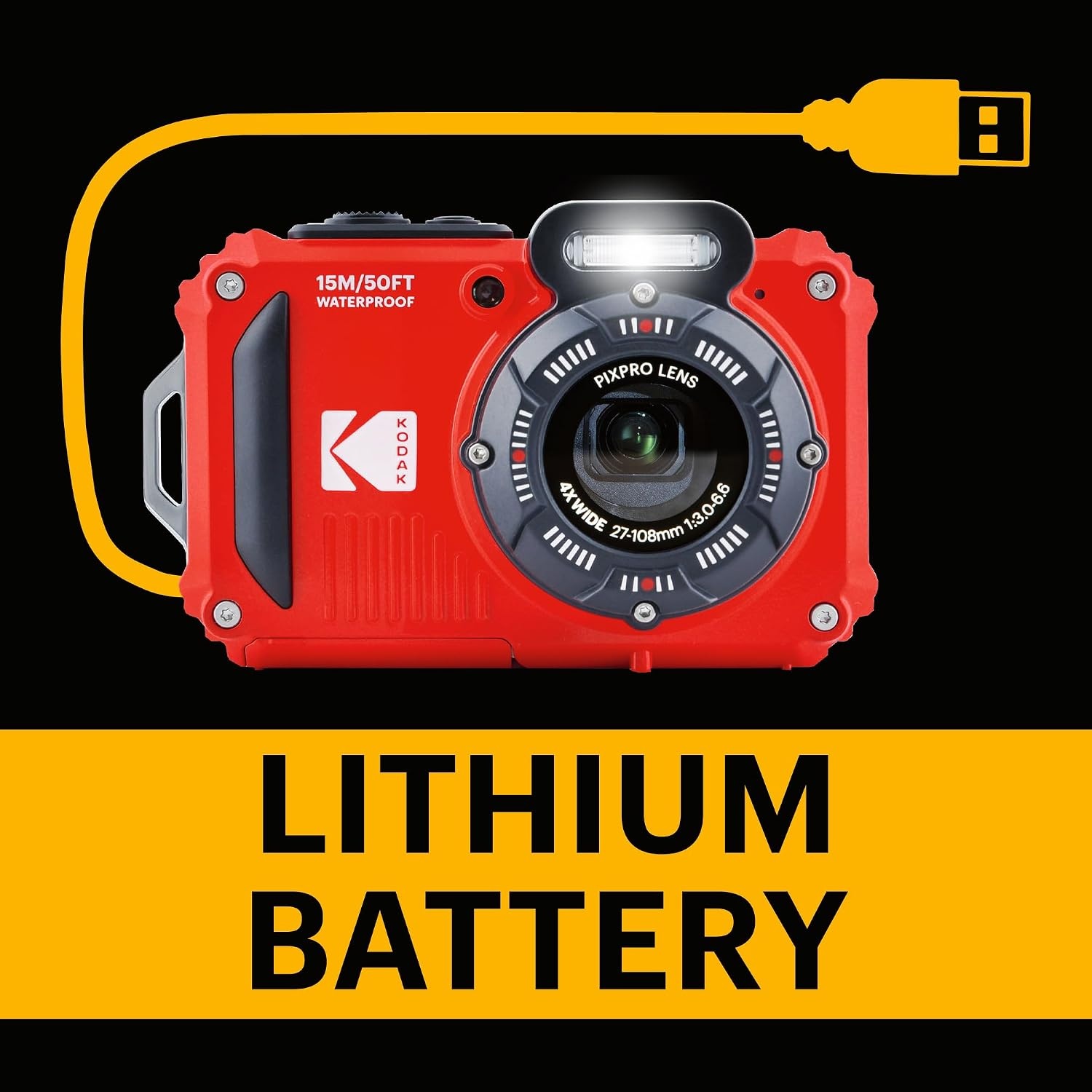 image:imageKODAK PIXPRO WPZ2 16MP Waterproof Digital Camera 15m 4X Zoom RedRed