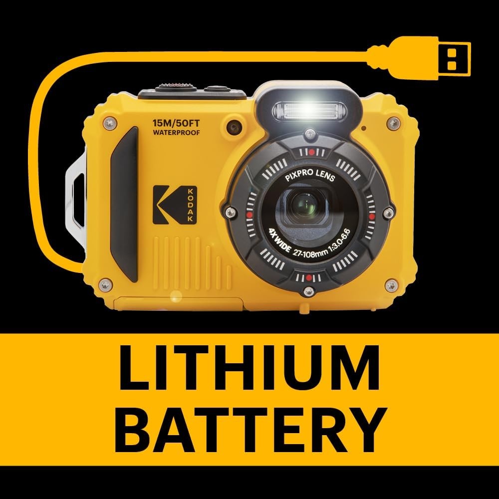 image:imageKODAK PIXPRO WPZ2 16MP Waterproof Digital Camera 15m 4X Zoom RedYellow
