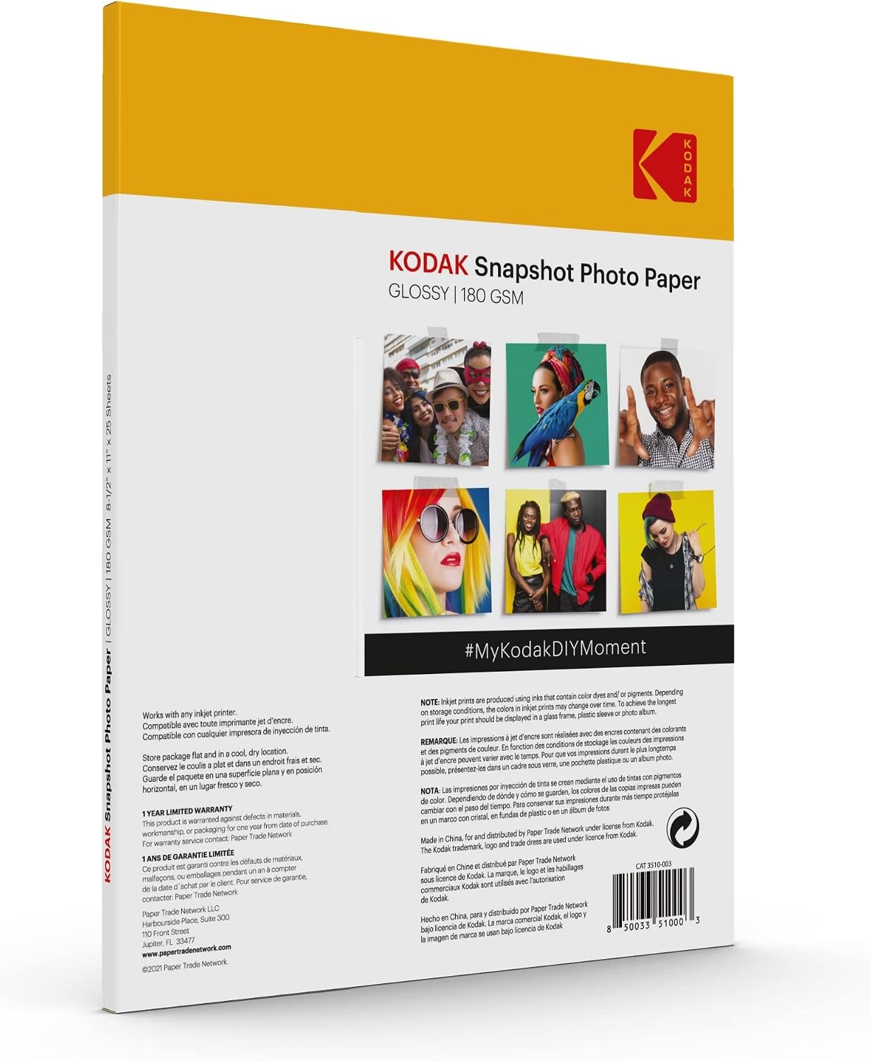 image:imageKODAK Photo Paper Gloss 4 X 6 SNAPSHOT 100 count 48lb180 gm 285MIL 41305 THIS PRODUCT IS NOT COMPATIBLE WITH THE KODAK DOCK PRINTER85 X 11 25PK