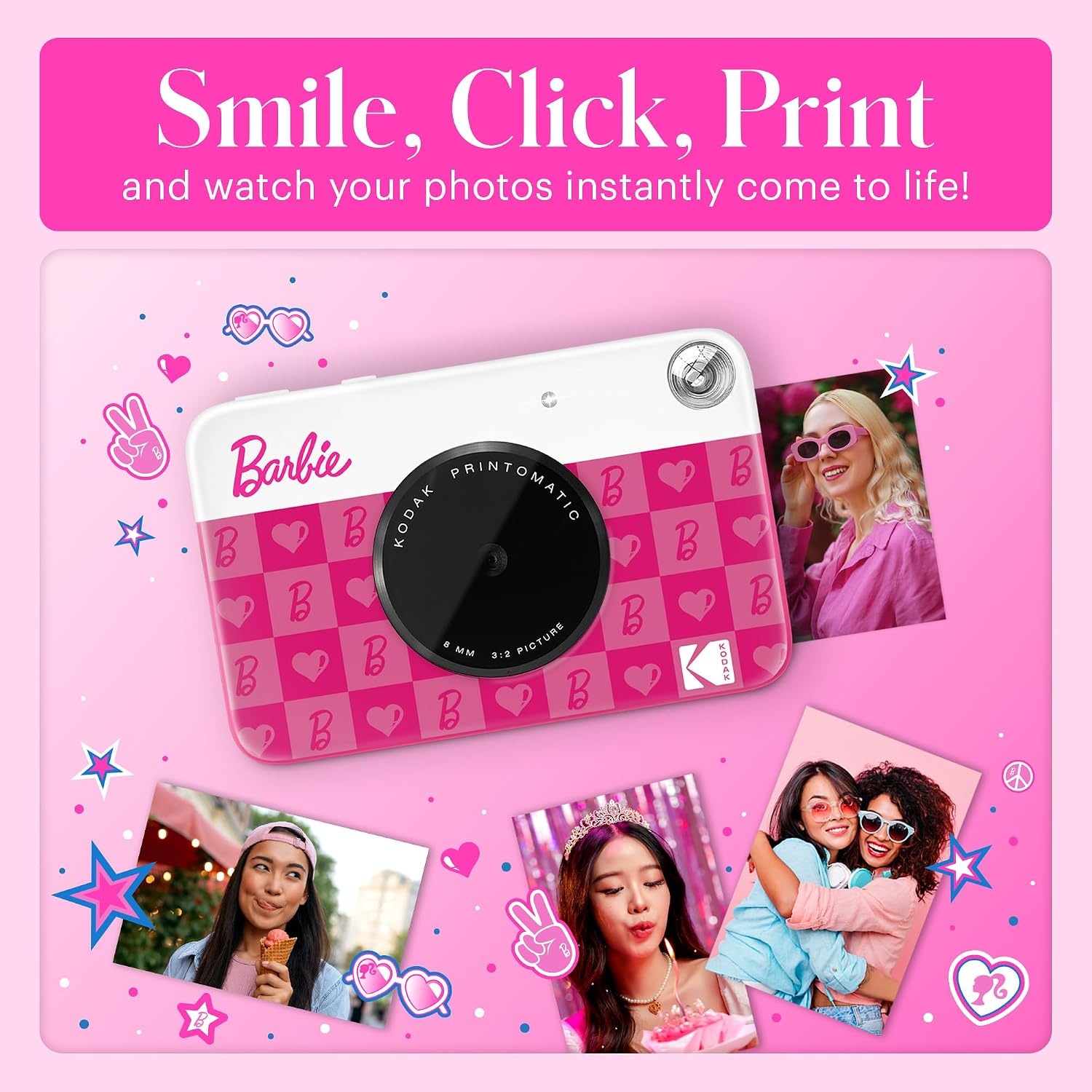 image:imageKODAK Printomatic FullColor Instant Print Digital Camera Zink 2x3 51x75 cm StickyBack Photo Paper 5MP Portable Creative Fun Gift for Birthday Christmas Holiday PinkIconic Style