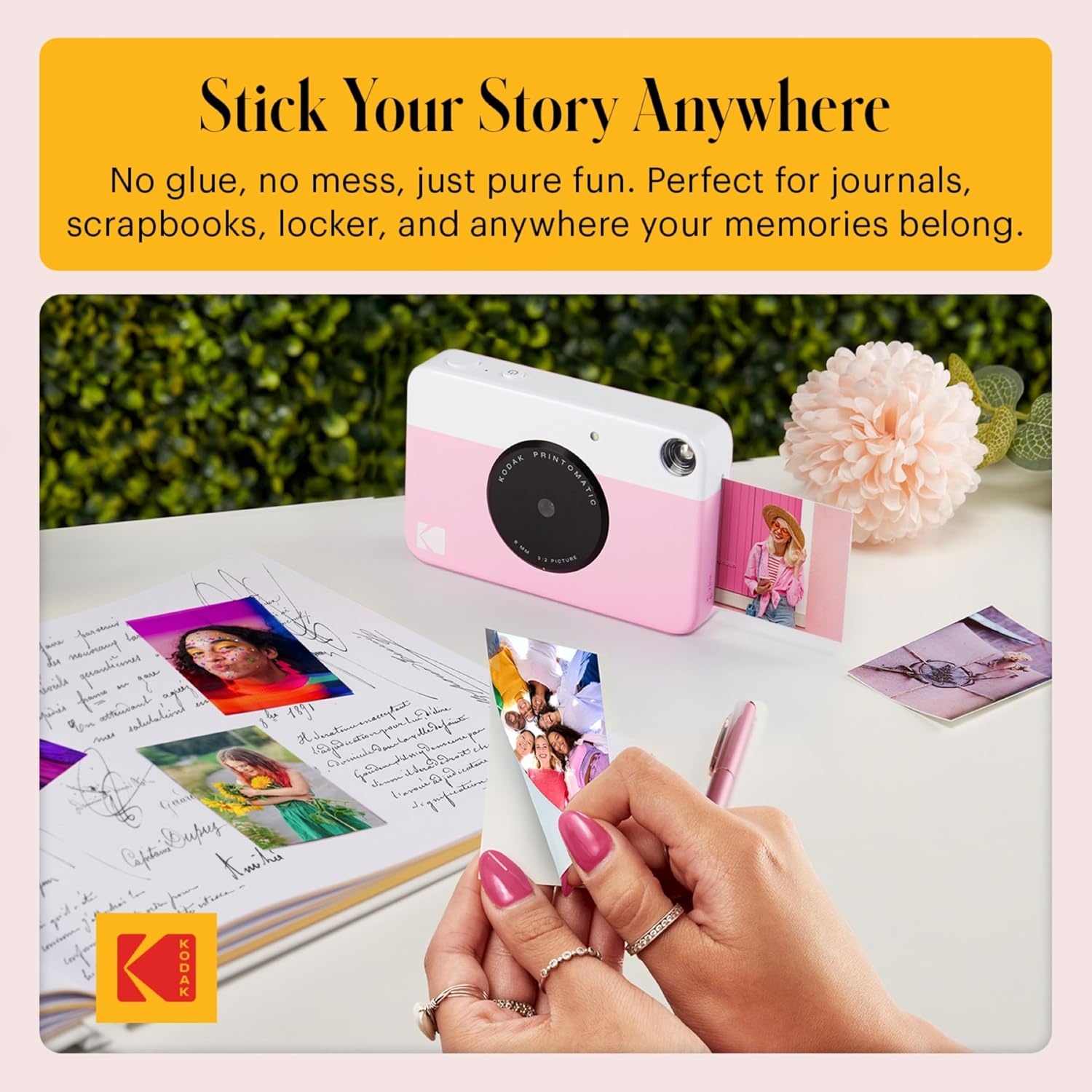 image:imageKODAK Printomatic FullColor Instant Print Digital Camera Zink 2x3 51x75 cm StickyBack Photo Paper 5MP Portable Creative Fun Gift for Birthday Christmas Holiday PinkPink