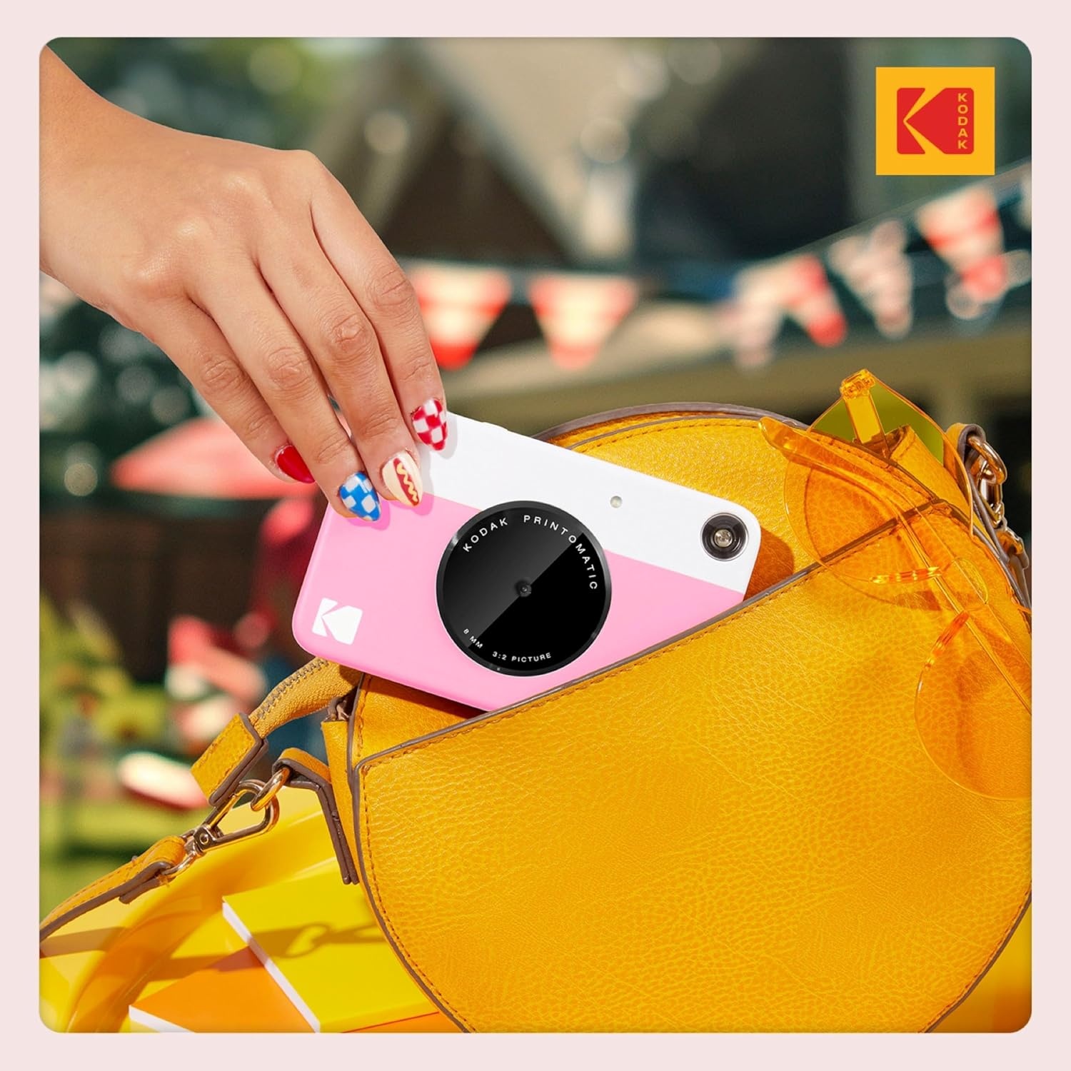 image:imageKODAK Printomatic FullColor Instant Print Digital Camera Zink 2x3 51x75 cm StickyBack Photo Paper 5MP Portable Creative Fun Gift for Birthday Christmas Holiday PinkPink