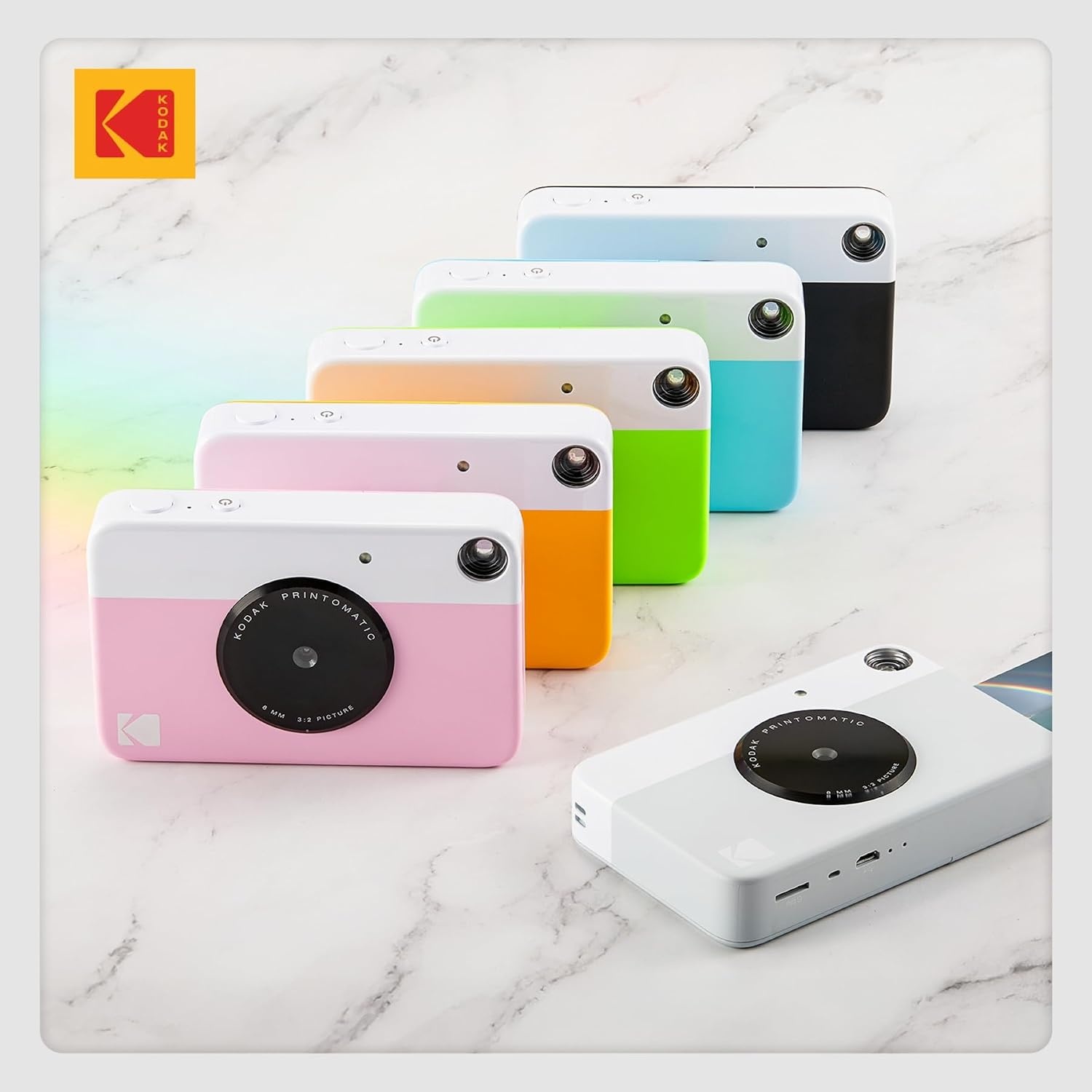 image:imageKODAK Printomatic FullColor Instant Print Digital Camera Zink 2x3 51x75 cm StickyBack Photo Paper 5MP Portable Creative Fun Gift for Birthday Christmas Holiday PinkGrey