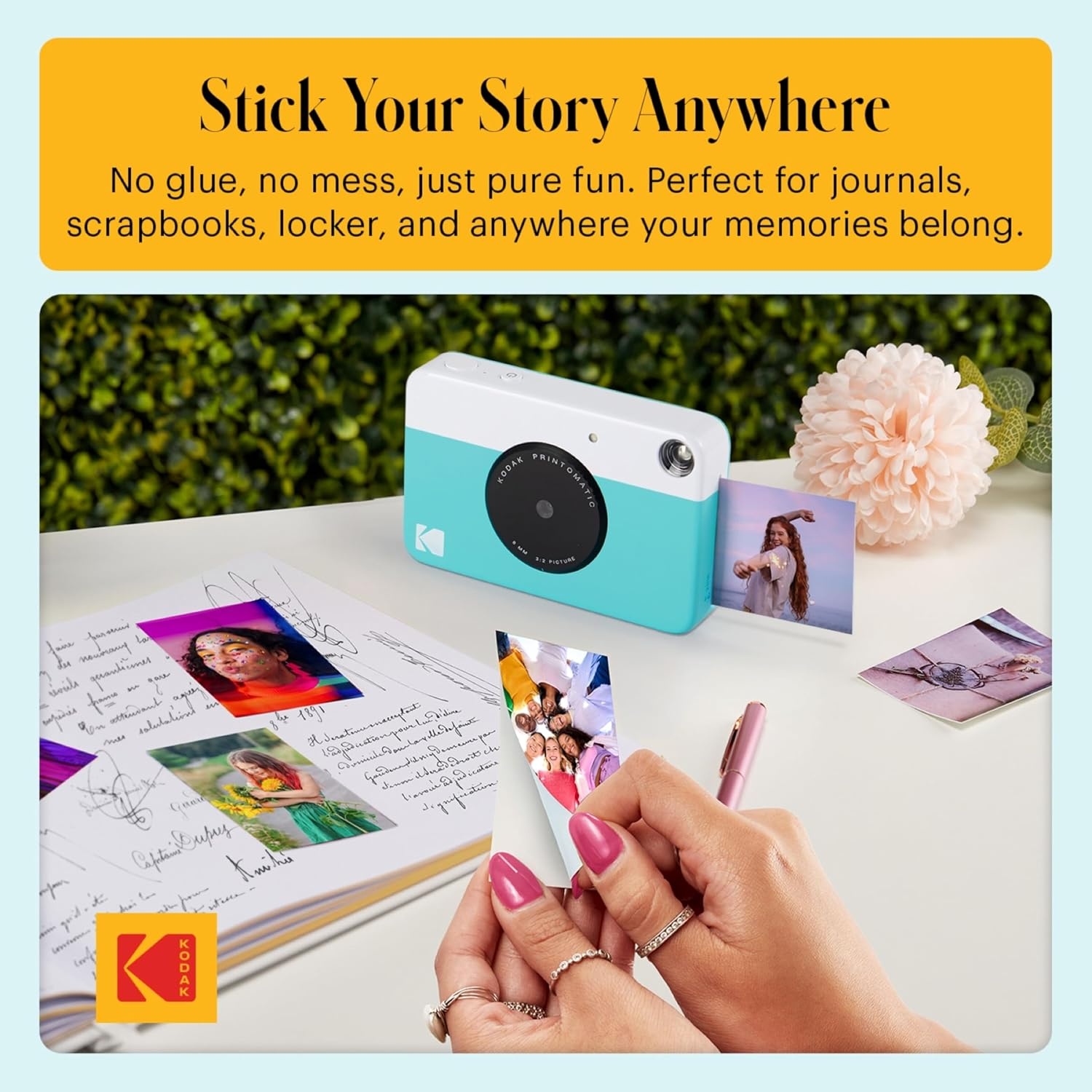 image:imageKODAK Printomatic FullColor Instant Print Digital Camera Zink 2x3 51x75 cm StickyBack Photo Paper 5MP Portable Creative Fun Gift for Birthday Christmas Holiday PinkBlue