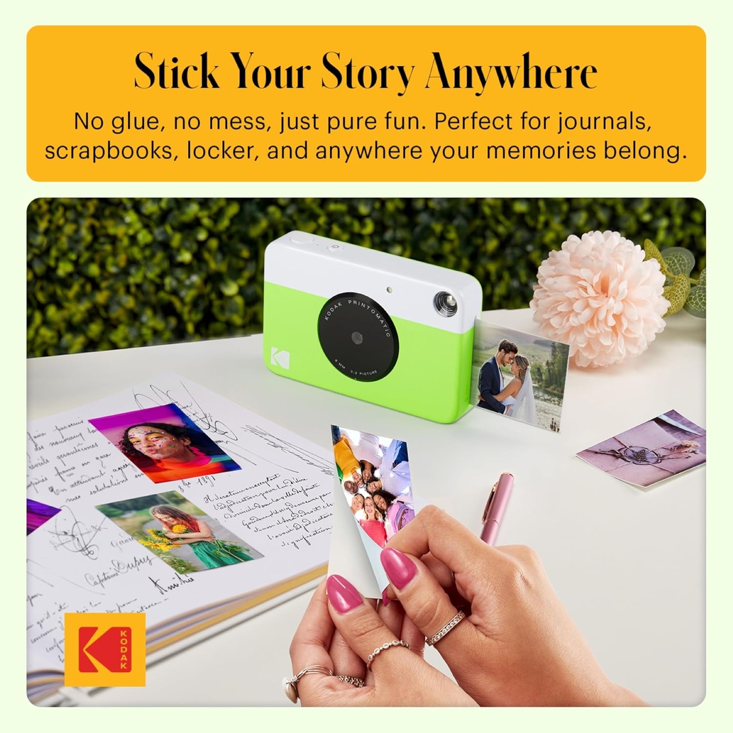 image:imageKODAK Printomatic FullColor Instant Print Digital Camera Zink 2x3 51x75 cm StickyBack Photo Paper 5MP Portable Creative Fun Gift for Birthday Christmas Holiday PinkGreen