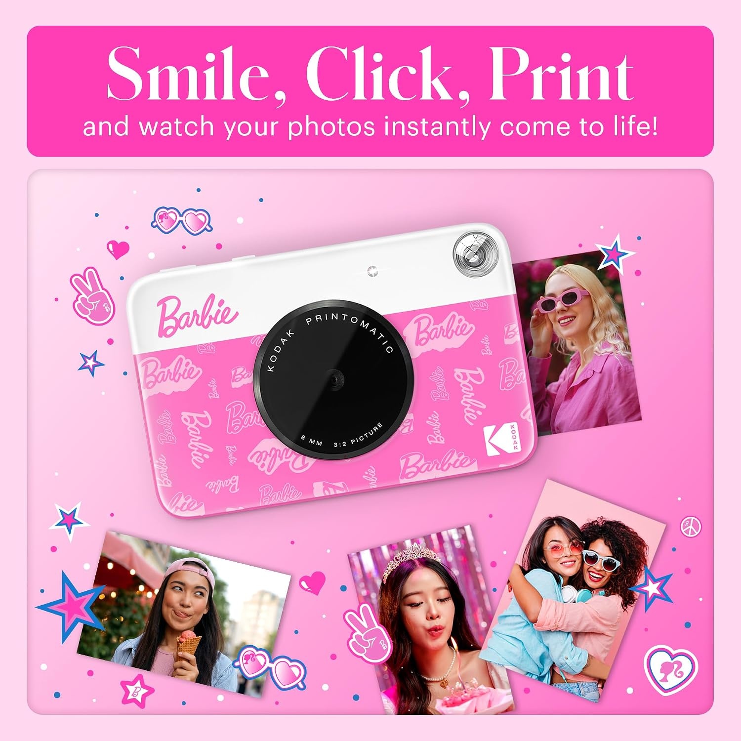 image:imageKODAK Printomatic FullColor Instant Print Digital Camera Zink 2x3 51x75 cm StickyBack Photo Paper 5MP Portable Creative Fun Gift for Birthday Christmas Holiday PinkSignature Style