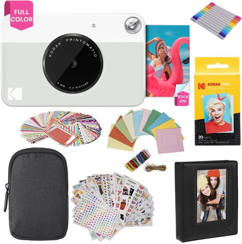 image:imageKODAK Printomatic FullColor Instant Print Digital Camera Zink 2x3 51x75 cm StickyBack Photo Paper 5MP Portable Creative Fun Gift for Birthday Christmas Holiday PinkGrey
