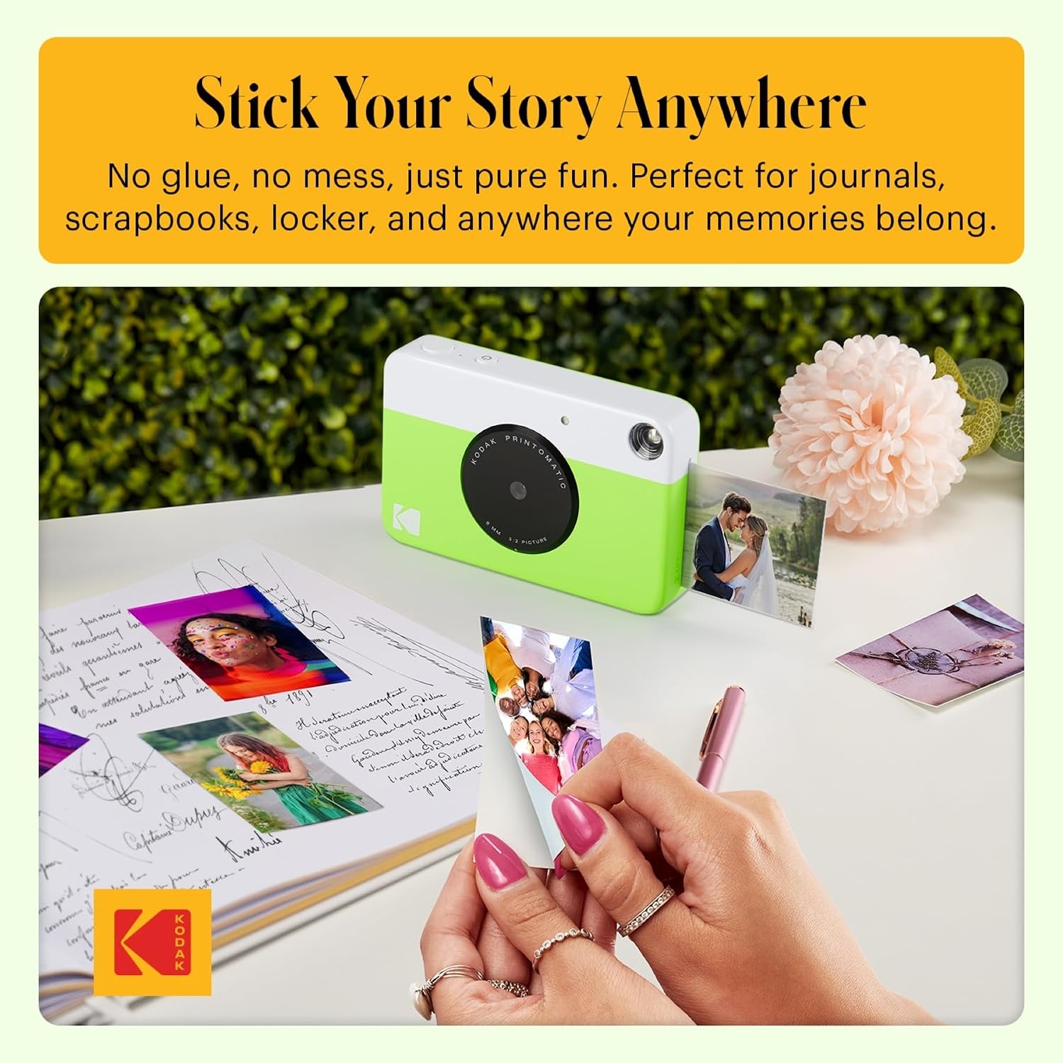image:imageKODAK Printomatic FullColor Instant Print Digital Camera Zink 2x3 51x75 cm StickyBack Photo Paper 5MP Portable Creative Fun Gift for Birthday Christmas Holiday PinkGreen