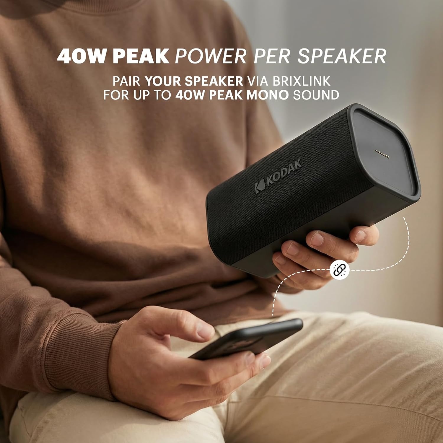 image:imageKODAK SOUNDBRIX Plus 2 in 1 Splittable Magnetic Dual Portable Wireless Bluetooth Speaker Stackable MonotoStereo Sound 8H Playtime IPX4 Splash Resistant Soundbar for Home or Outdoor Midnight BlackMidnight Black