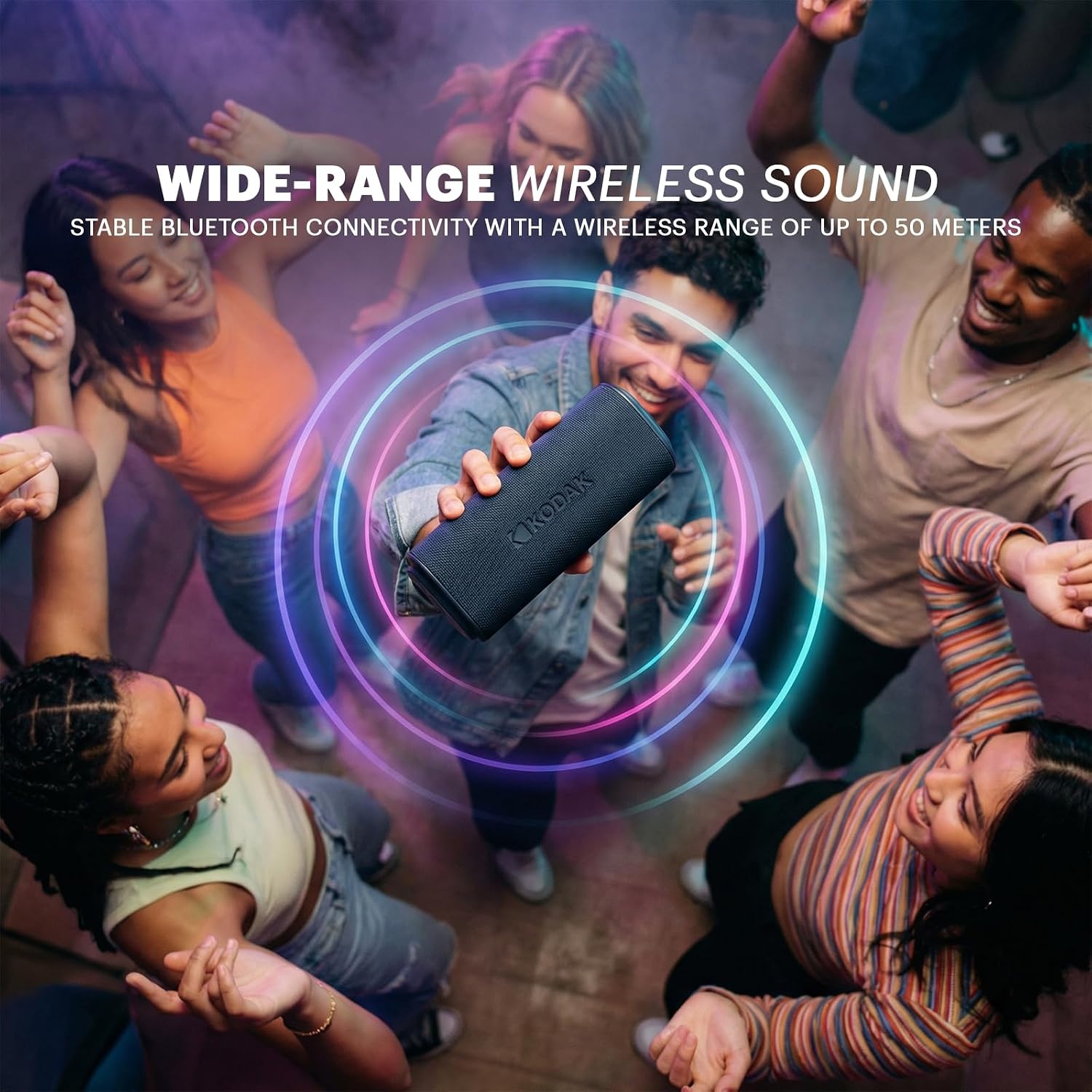 image:imageKODAK SOUNDBRIX Plus 2 in 1 Splittable Magnetic Dual Portable Wireless Bluetooth Speaker Stackable MonotoStereo Sound 8H Playtime IPX4 Splash Resistant Soundbar for Home or Outdoor Midnight BlackGrooving Gray