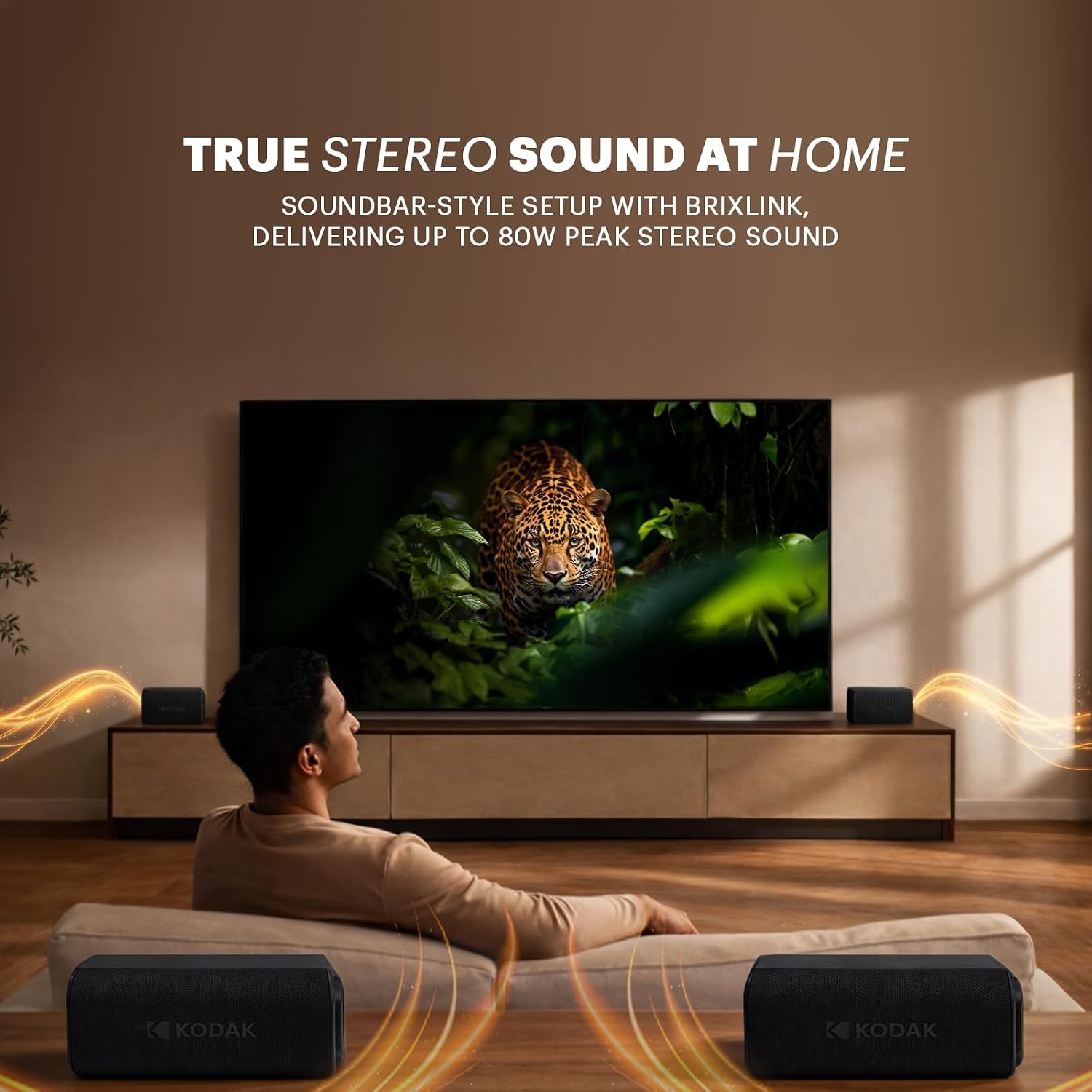image:imageKODAK SOUNDBRIX Plus 2 in 1 Splittable Magnetic Dual Portable Wireless Bluetooth Speaker Stackable MonotoStereo Sound 8H Playtime IPX4 Splash Resistant Soundbar for Home or Outdoor Midnight BlackMidnight Black