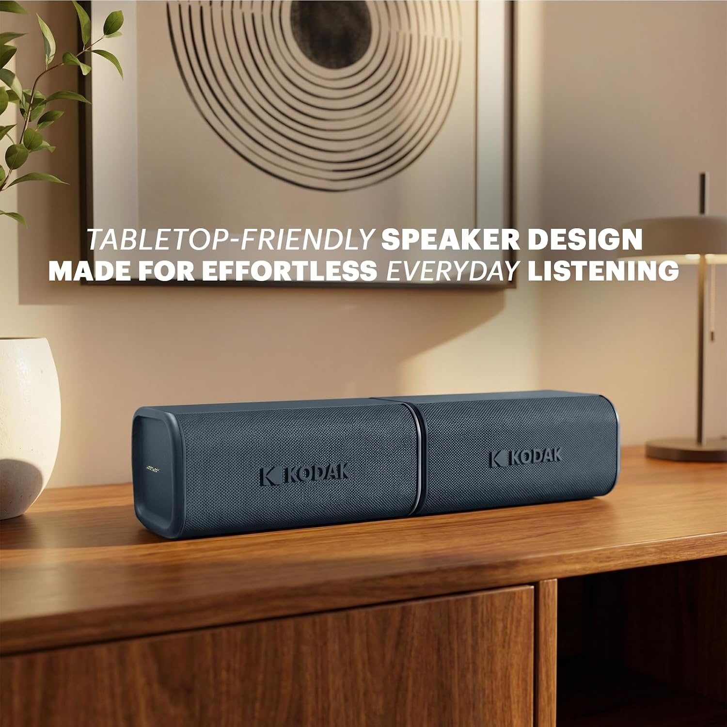image:imageKODAK SOUNDBRIX Plus 2 in 1 Splittable Magnetic Dual Portable Wireless Bluetooth Speaker Stackable MonotoStereo Sound 8H Playtime IPX4 Splash Resistant Soundbar for Home or Outdoor Midnight BlackGrooving Gray