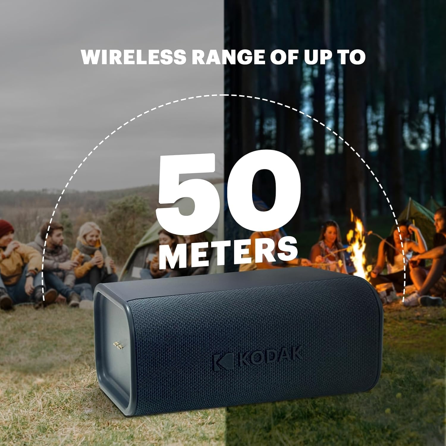 image:imageKODAK SOUNDBRIX Plus 2 in 1 Splittable Magnetic Dual Portable Wireless Bluetooth Speaker Stackable MonotoStereo Sound 8H Playtime IPX4 Splash Resistant Soundbar for Home or Outdoor Midnight BlackGrooving Gray