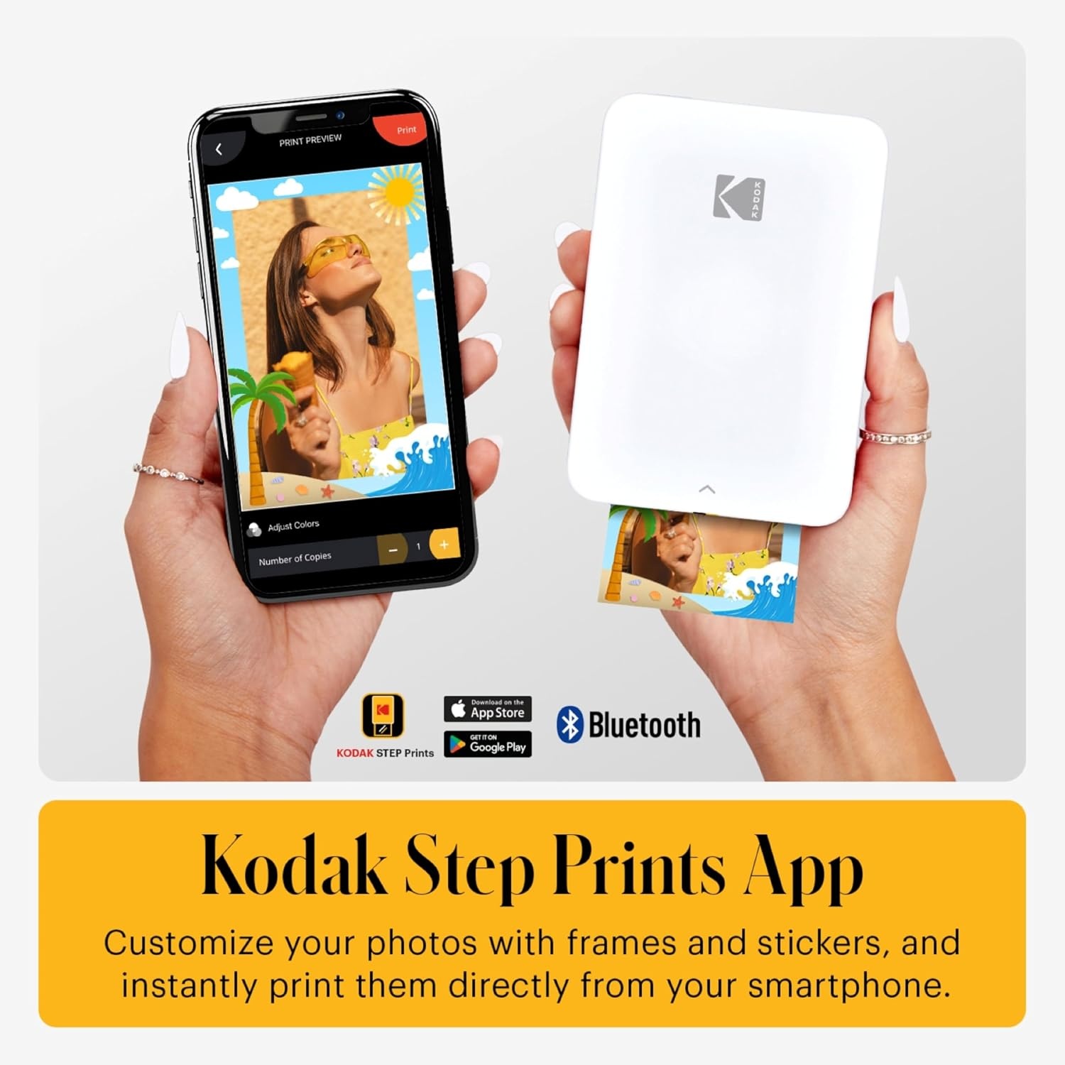image:imageKODAK Step Slim Instant Mobile Photo Printer Kit 20 Pack Zink Paper Scissors Scrapbook Album Markers Sticker Sets
