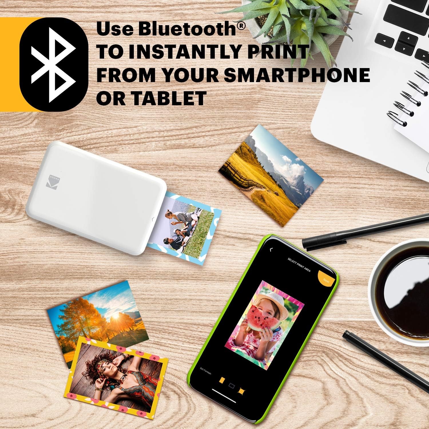 image:imageKodak 2x3 Premium Zink Photo Paper 100 Sheets amp Step Wireless Mobile Photo Mini Printer White Compatible wiOS amp Android NFC amp Bluetooth Devices100 Sheets
