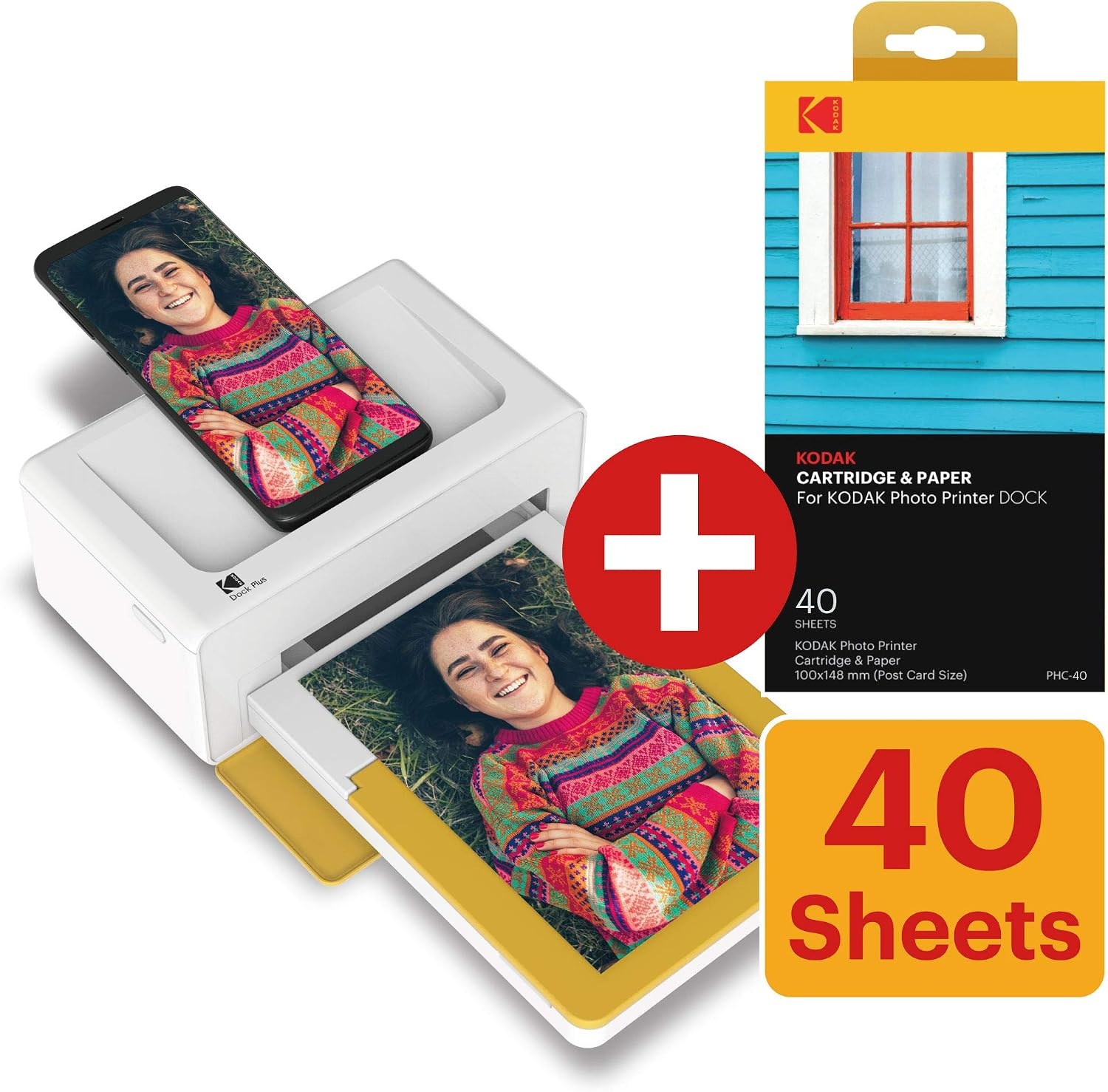 image:imageKodak Dock Plus amp Bluetooth Portable 4x6 Instant Photo Printer40 Bundle
