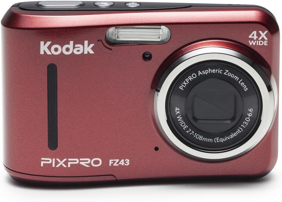 image:imageKodak PIXPRO Friendly Zoom FZ43BK 16MP Digital Camera with 4X Optical Zoom and 27 LCD Screen BlackRed