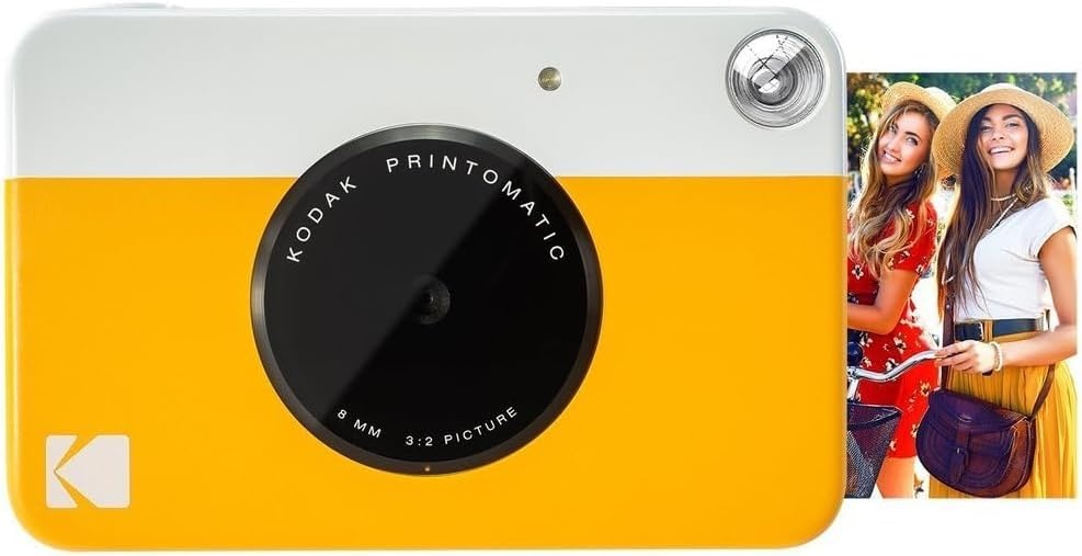 image:imageKodak Printomatic Instant Camera Bundle Blue Zink Paper 20 Sheets Case Photo Album Hanging FramesYellow