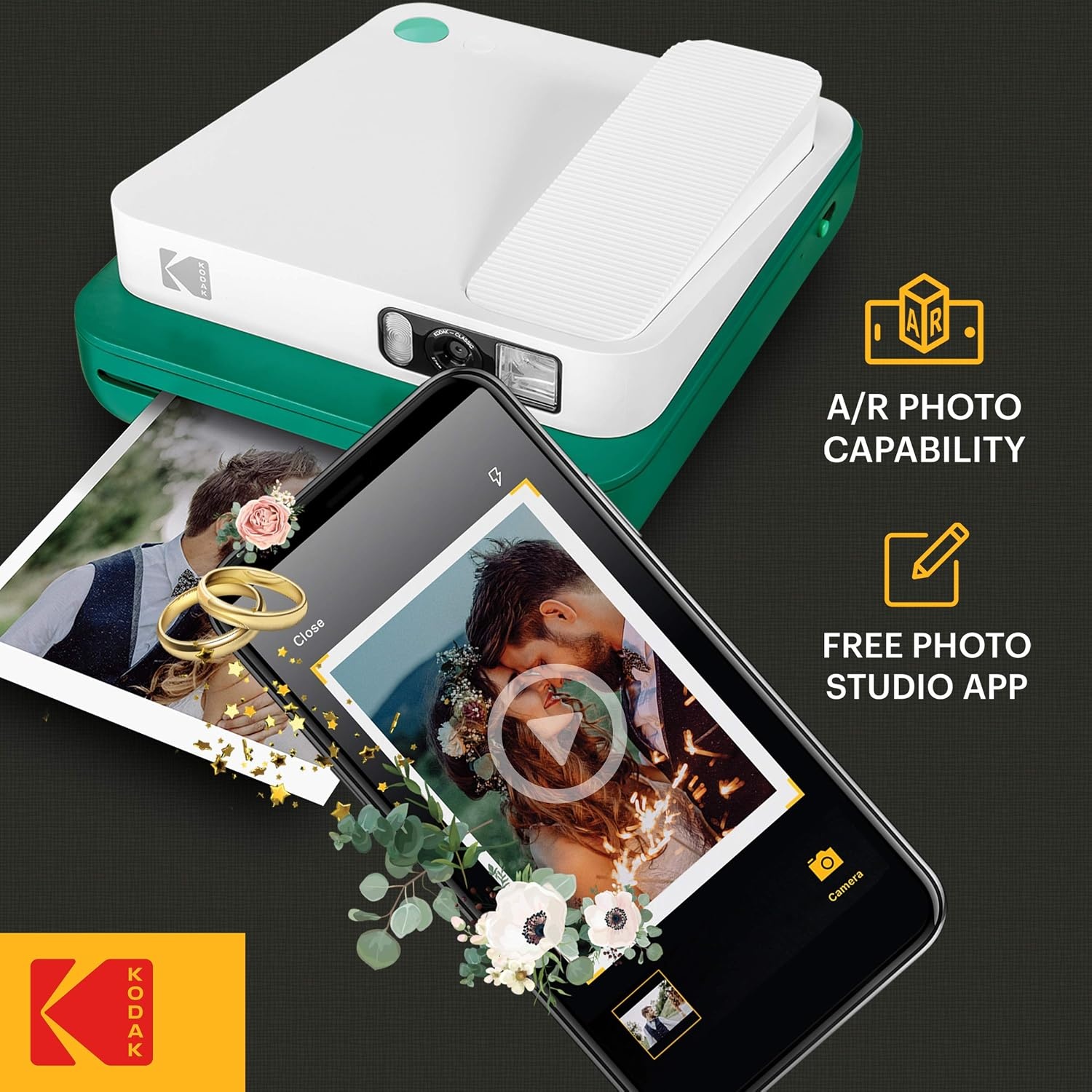 image:imageKodak Smile Classic Digital Instant Camera with Bluetooth Green w 10 Pack of 35x425 inch Premium Zink Print Photo PaperGreen