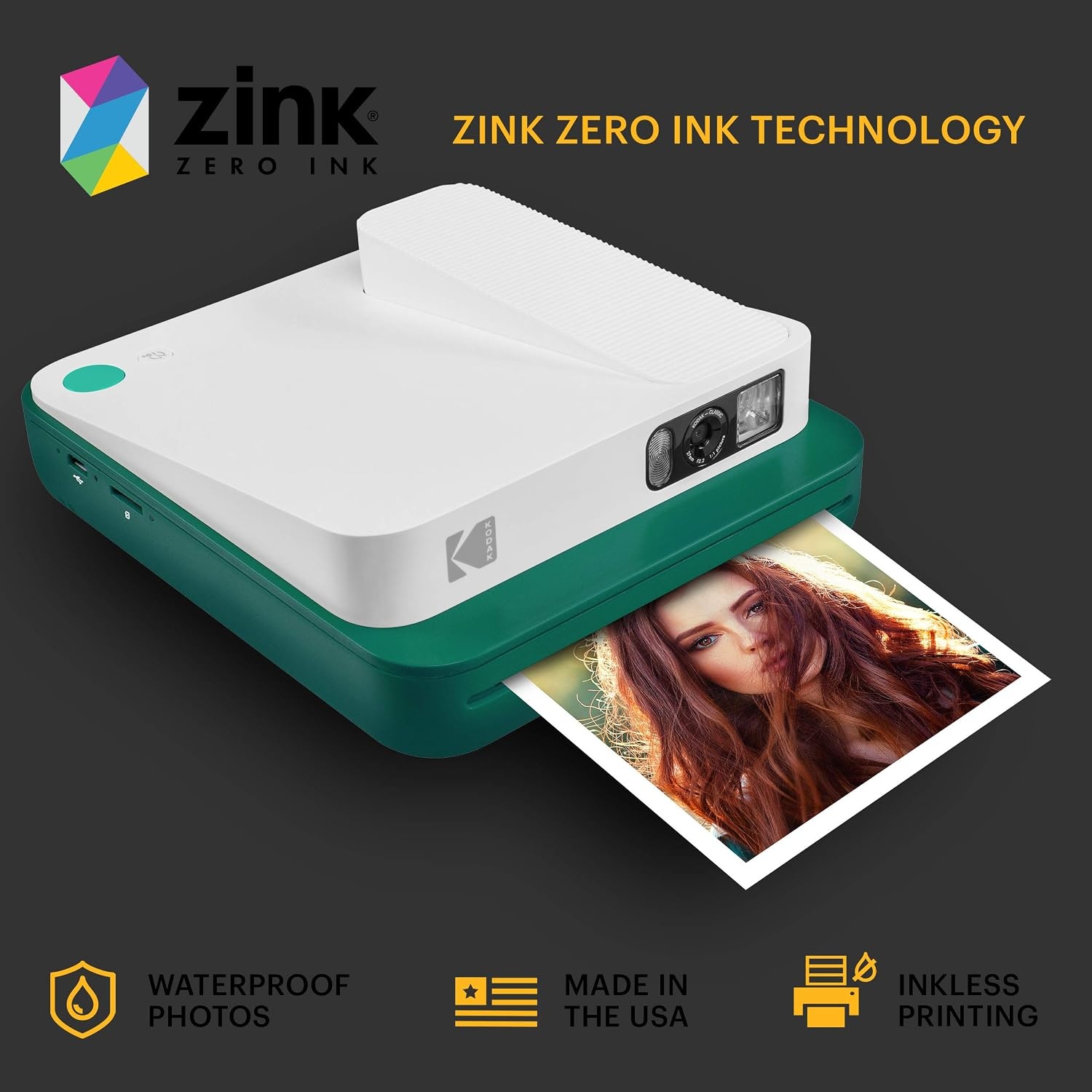 image:imageKodak Smile Classic Digital Instant Camera with Bluetooth Green w 10 Pack of 35x425 inch Premium Zink Print Photo PaperGreen