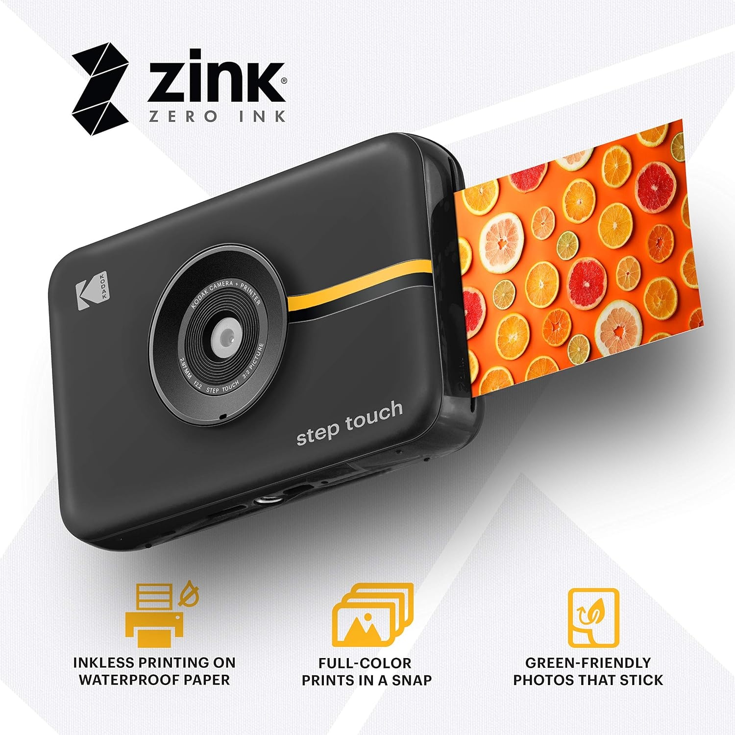 image:imageKodak Step Touch 13MP Digital Camera amp Instant Printer with 35 LCD Touchscreen Display 1080p HD Video Editing Suite Bluetooth amp Zink Zero Ink Technology WhiteBlack