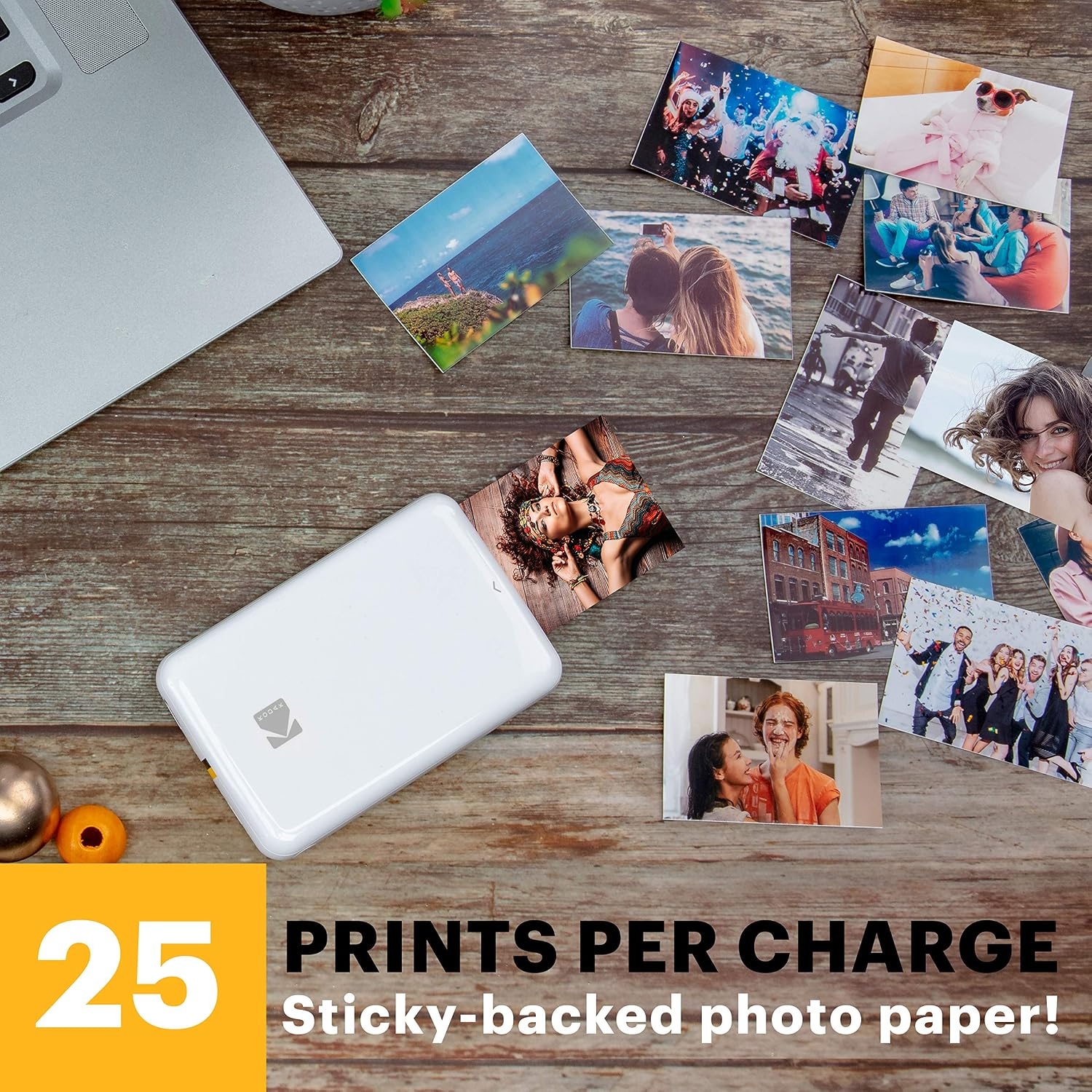 image:imageKodak Step Wireless Mobile Photo Mini Printer White Compatible wiOS amp Android NFC amp Bluetooth Devices amp 2x3 Premium Instant Photo Paper 20 Pack