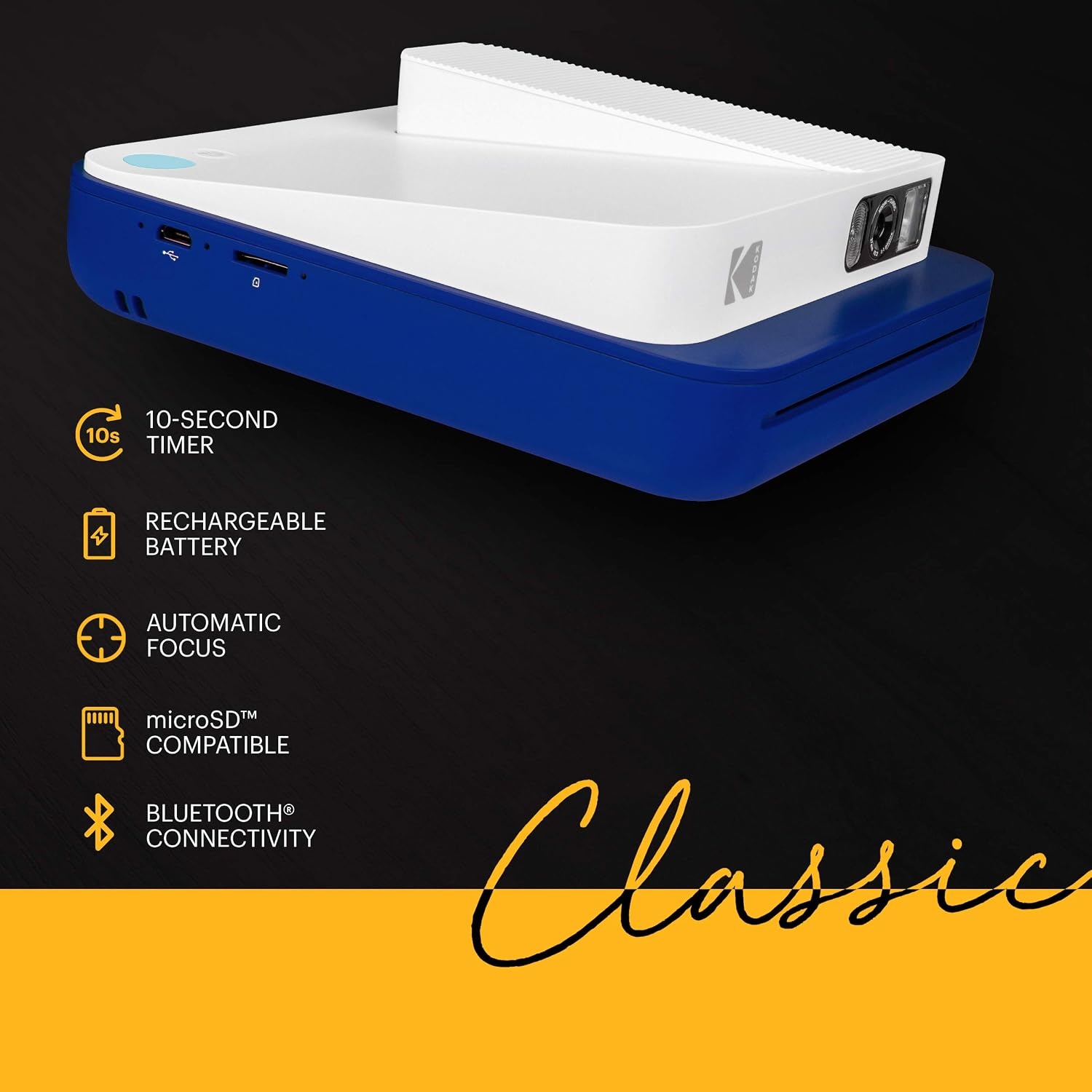 image:imageZink KODAK Smile Classic Digital Instant Camera for 35 x 425 Zink Photo Paper Bluetooth 16MP Pictures Blue