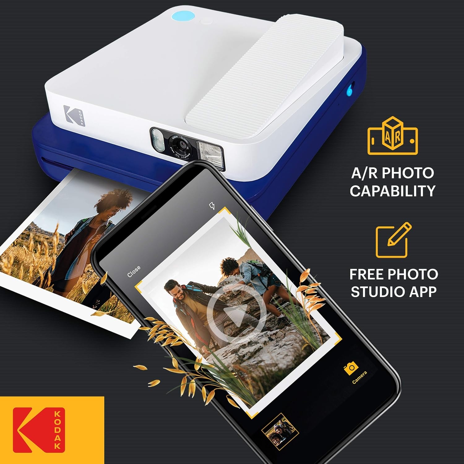 image:imageZink KODAK Smile Classic Digital Instant Camera for 35 x 425 Zink Photo Paper Bluetooth 16MP Pictures Blue