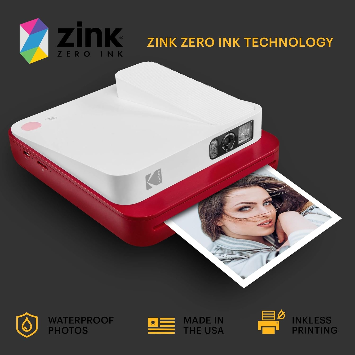 image:imageZink KODAK Smile Classic Digital Instant Camera for 35 x 425 Zink Photo Paper Bluetooth 16MP Pictures Red